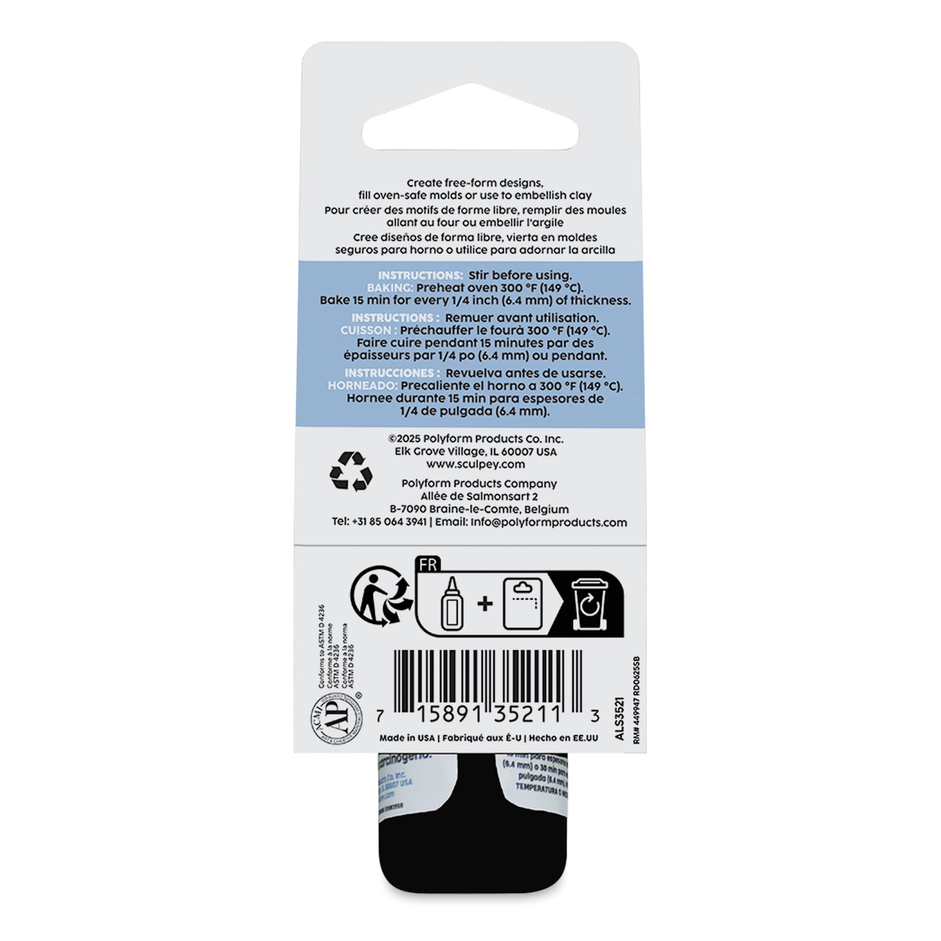 Liquid Sculpey - Black, 1 oz back of packaging