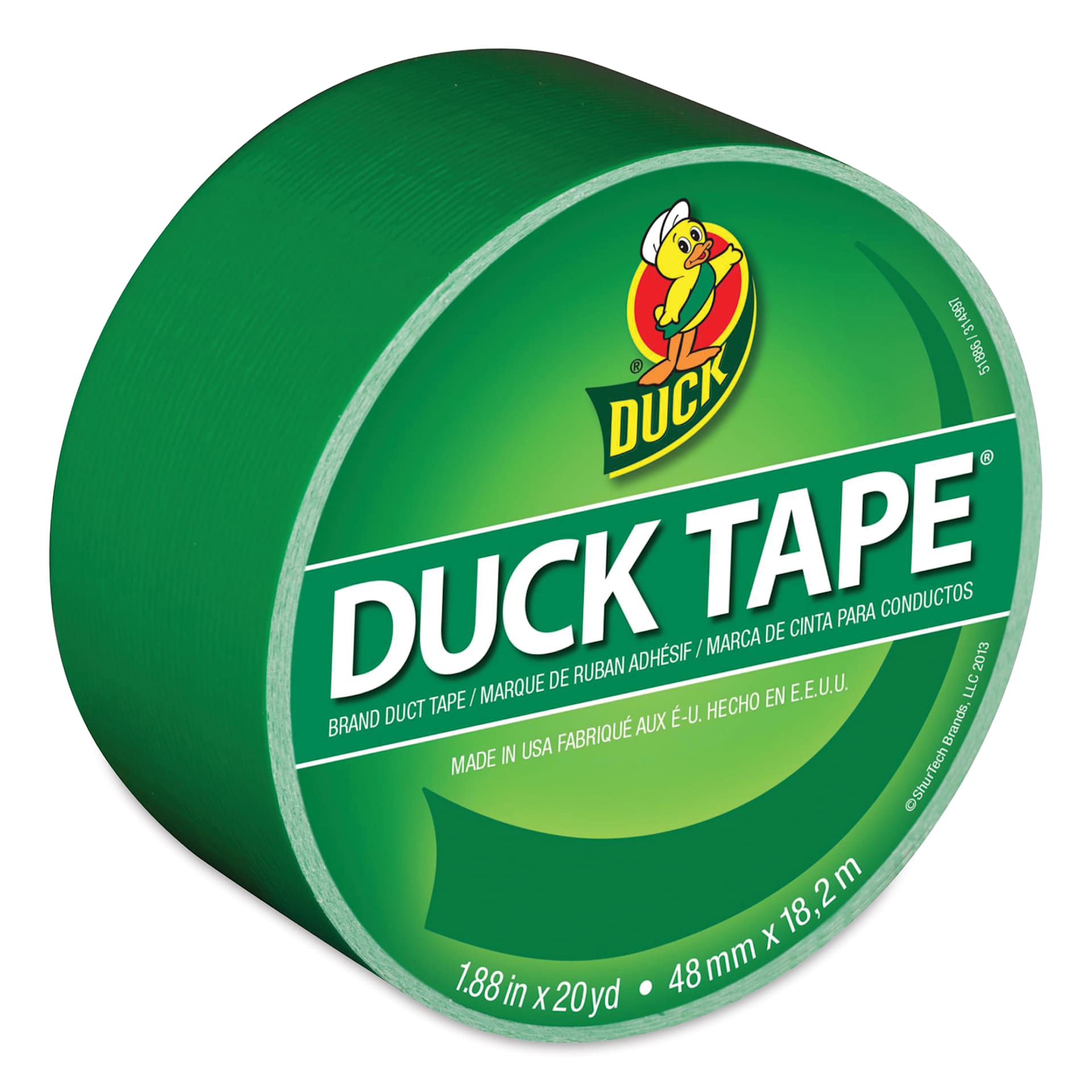ShurTech Color Duck Tape - 1.88" x 20 yds, Green top of roll