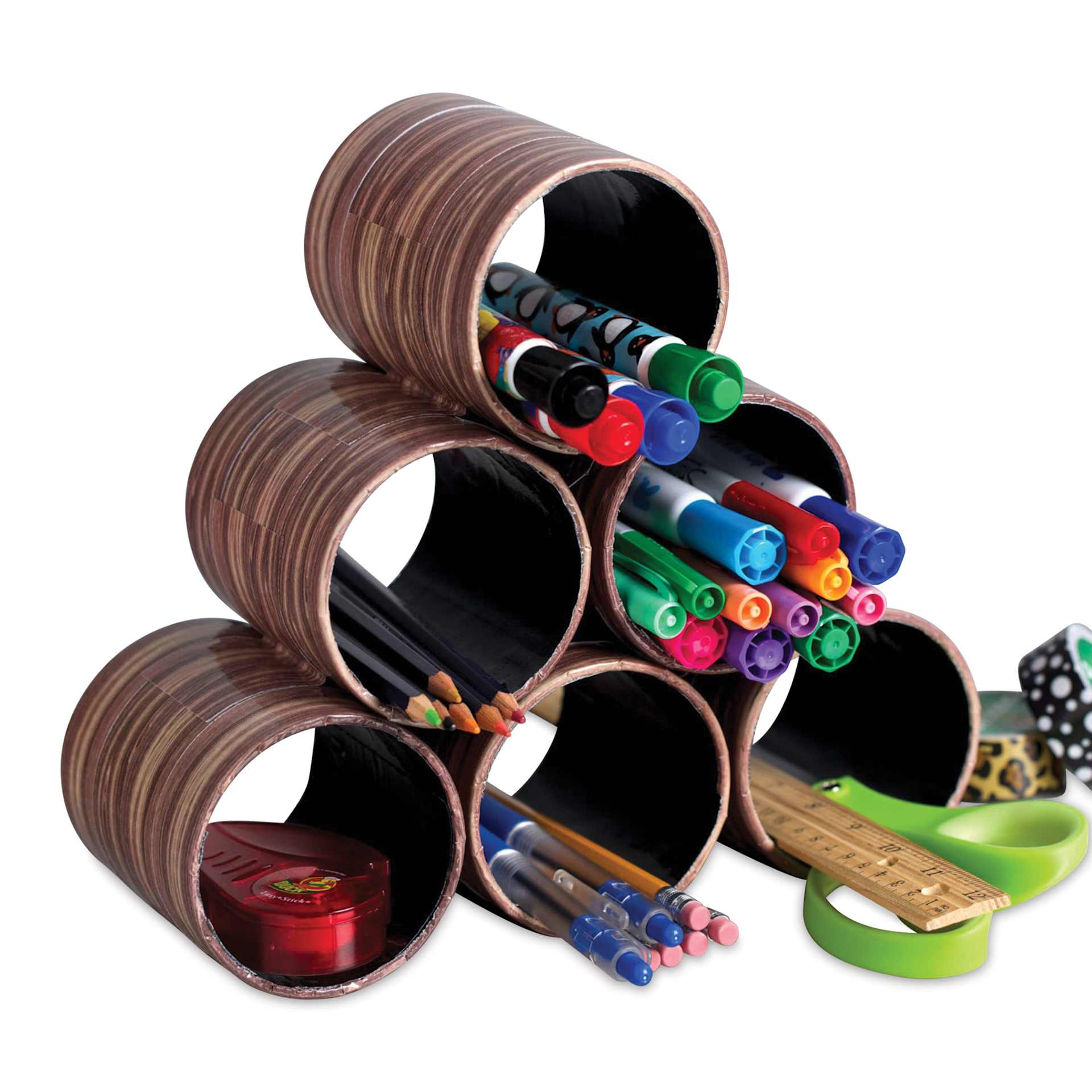 Duck Tape Prints - Wood Grain, 1.88" x 10 yds rolls used as art supplies holders