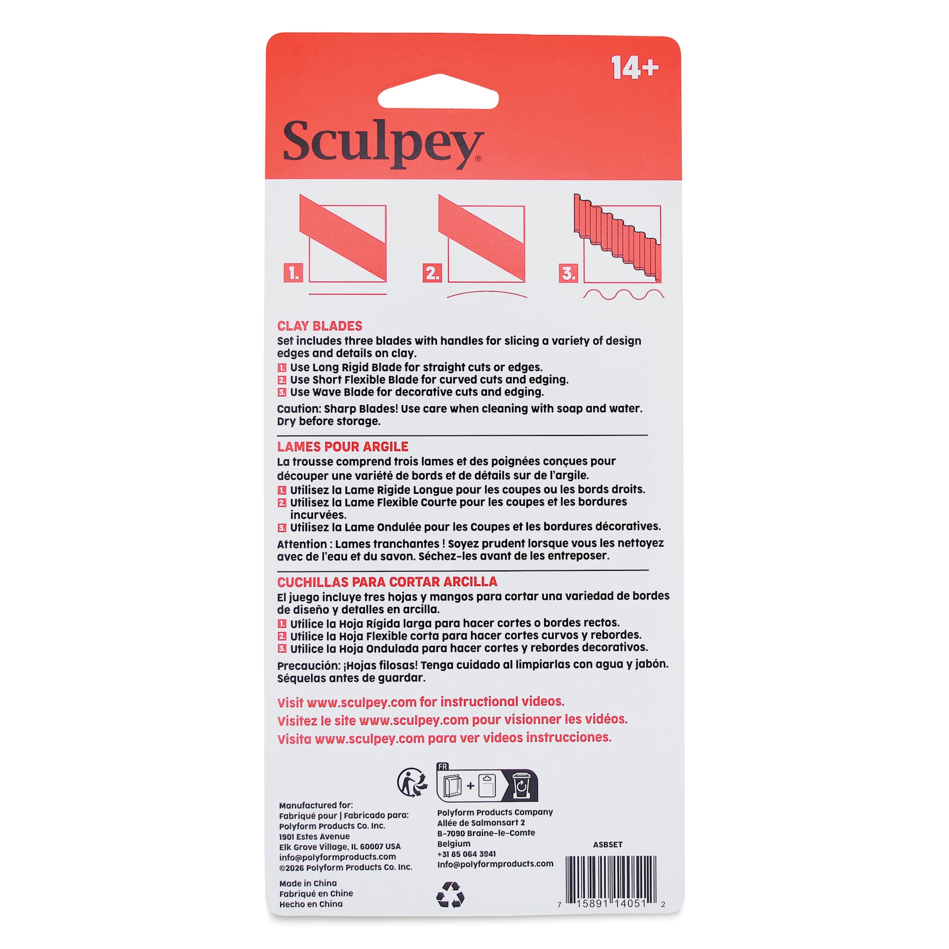 Sculpey Tools Clay Blades back of packaging
