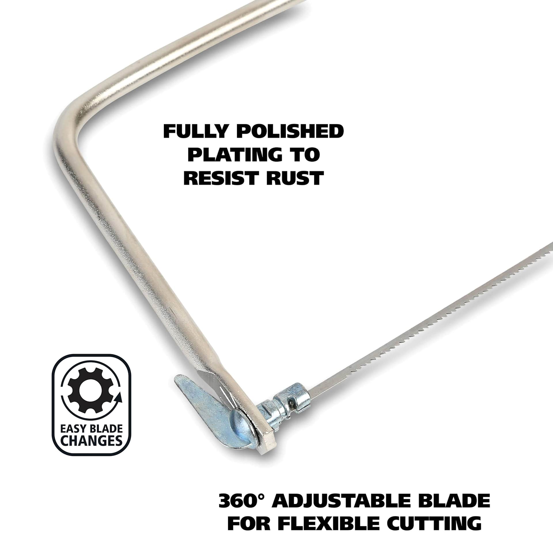 GreatNeck Coping Saw - fully polished to resist rust, 360 degree adjustable blade