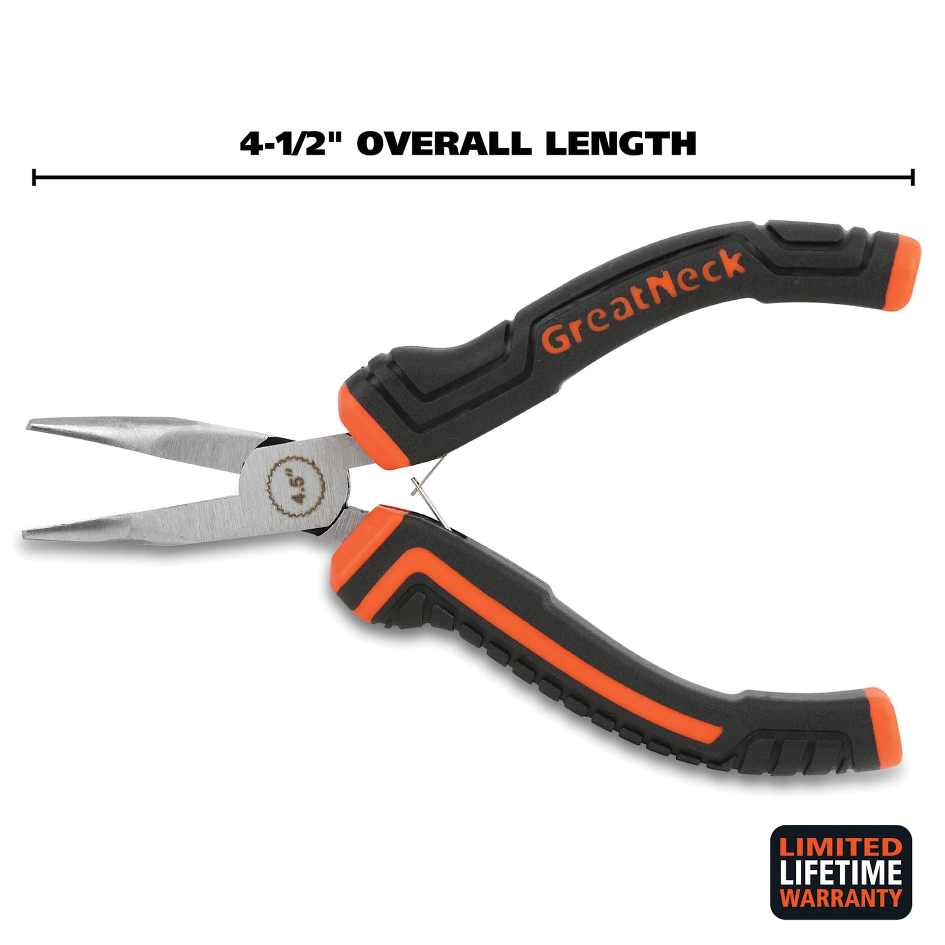 GreatNeck Bent Nose Hobby Pliers - dimensions