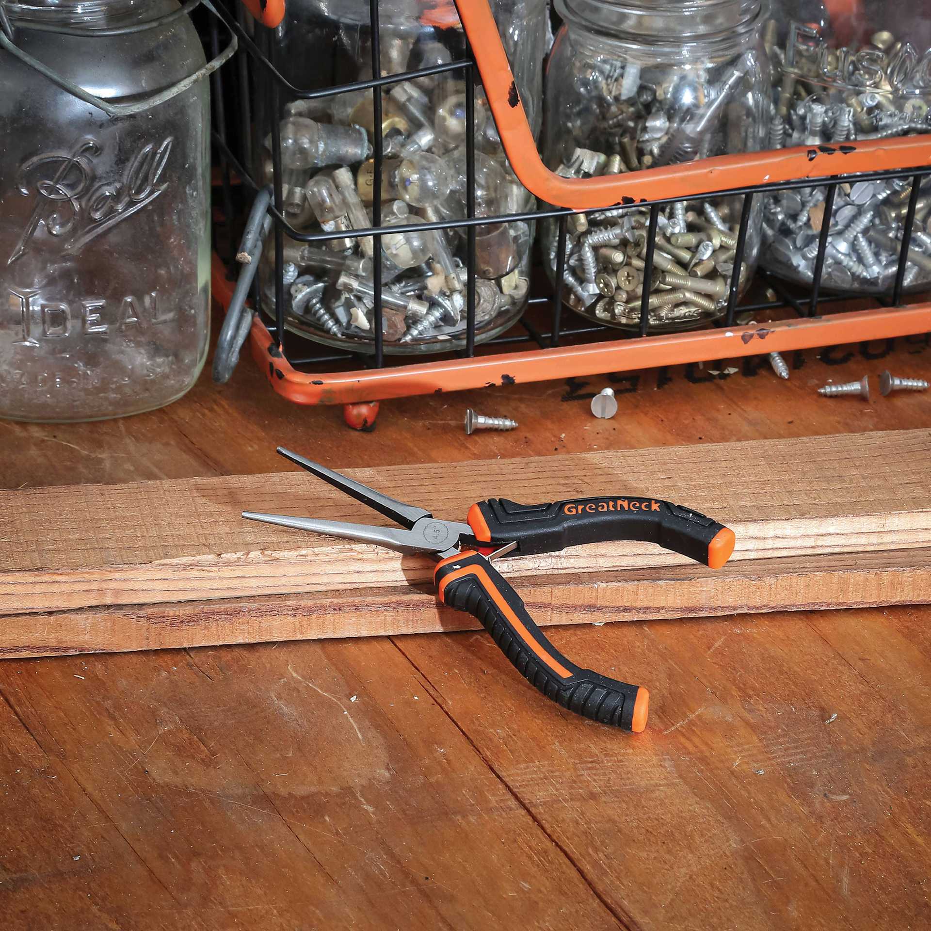 GreatNeck Long Nose Hobby Pliers - on workbench