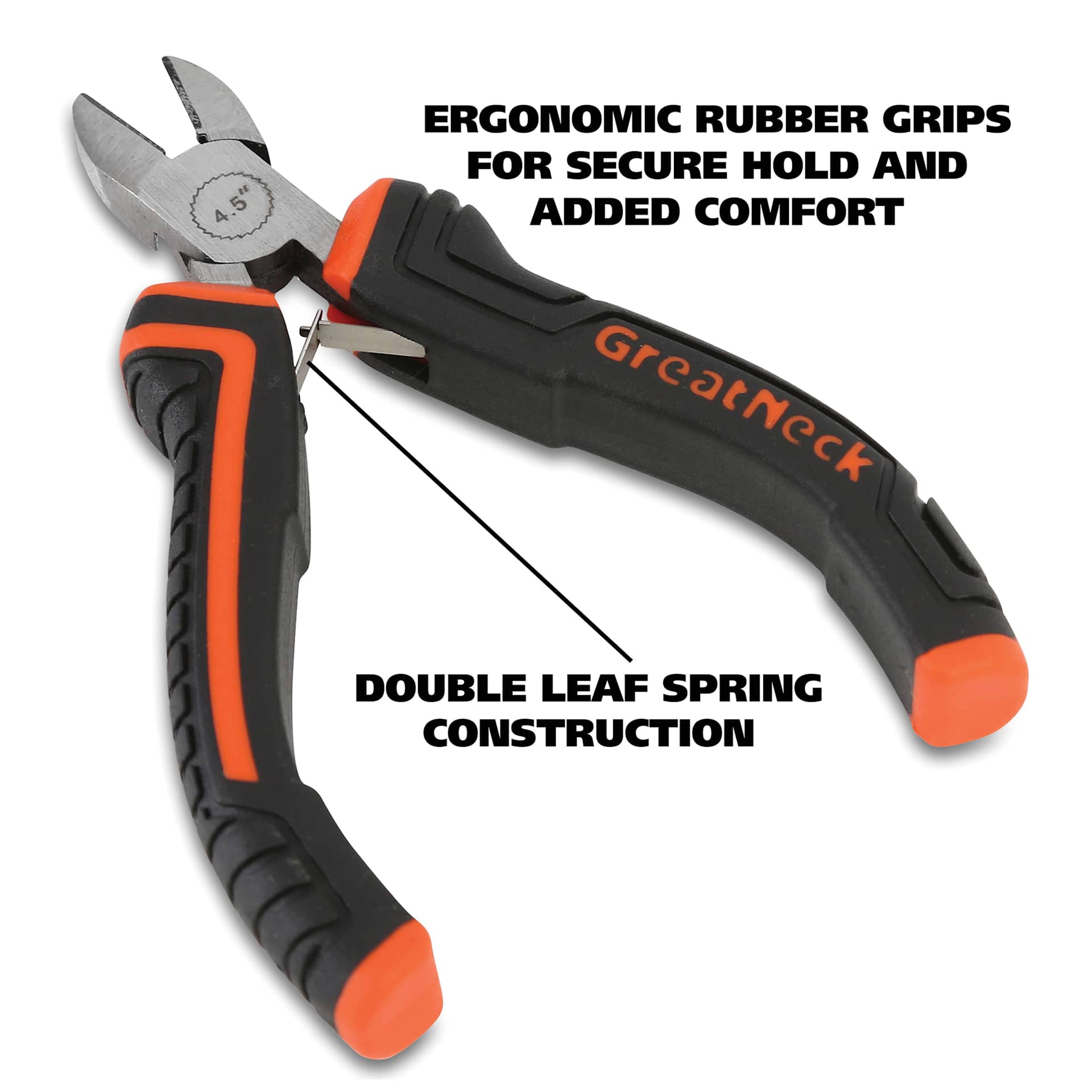 GreatNeck Diagonal Hobby Pliers - ergonomic rubber grips and double leaf spring