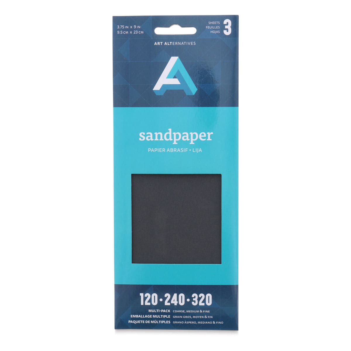 Art Alternatives Sandpaper - Multi Texture Pack, Pkg of 3, 3.75" x 9"