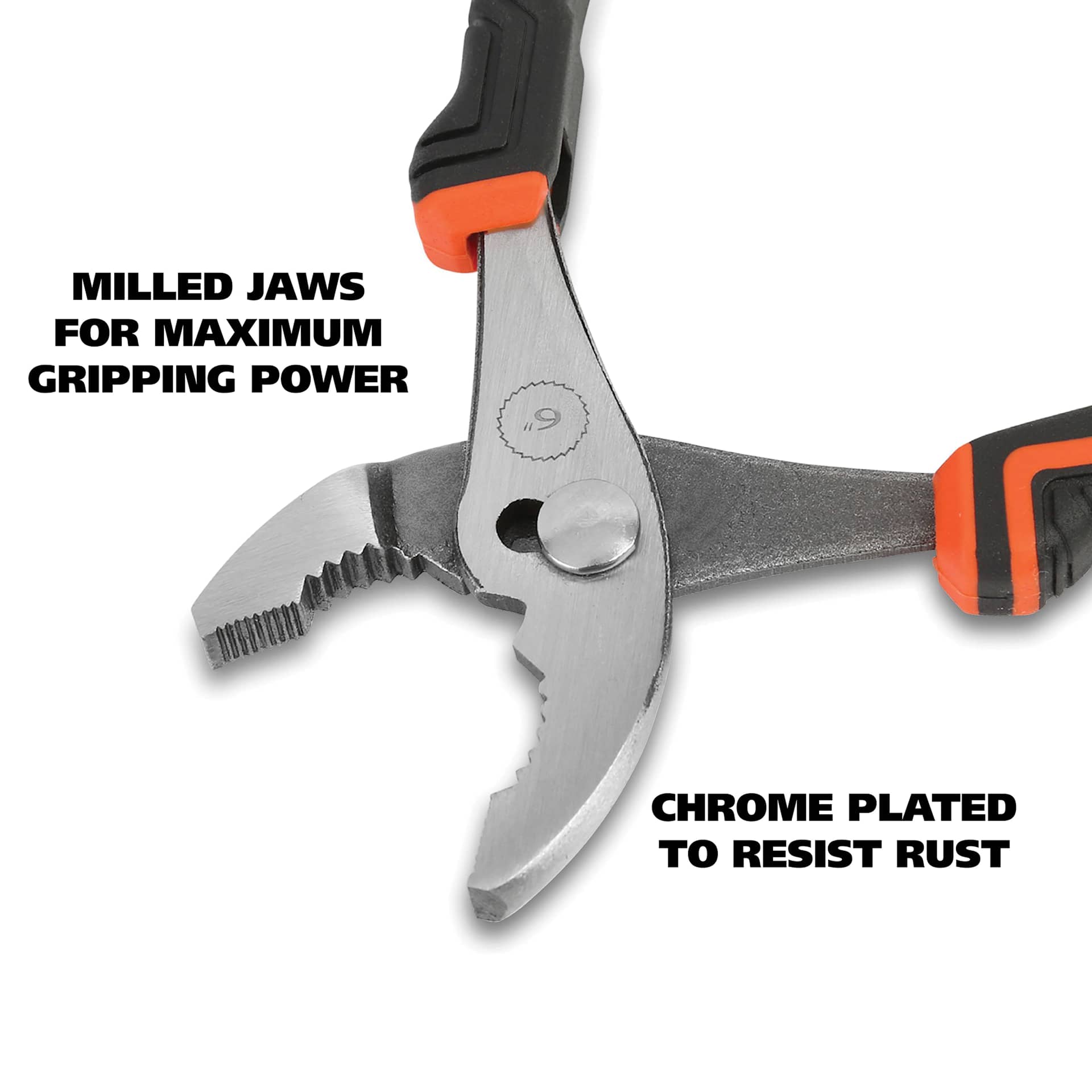 GreatNeck Slip Joint Pliers - jaws are milled and chrome plated
