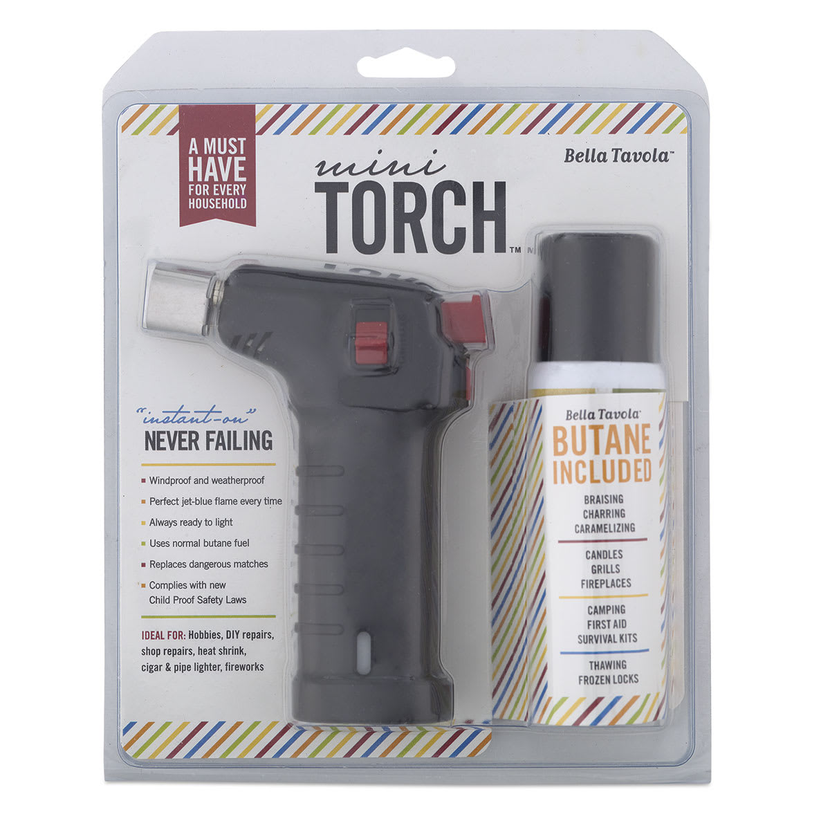 Bella Tavola Mini Torch Combo Pack - Black - front of packaging Bella Tavola Mini Torch Combo Pack - Black - front of packaging