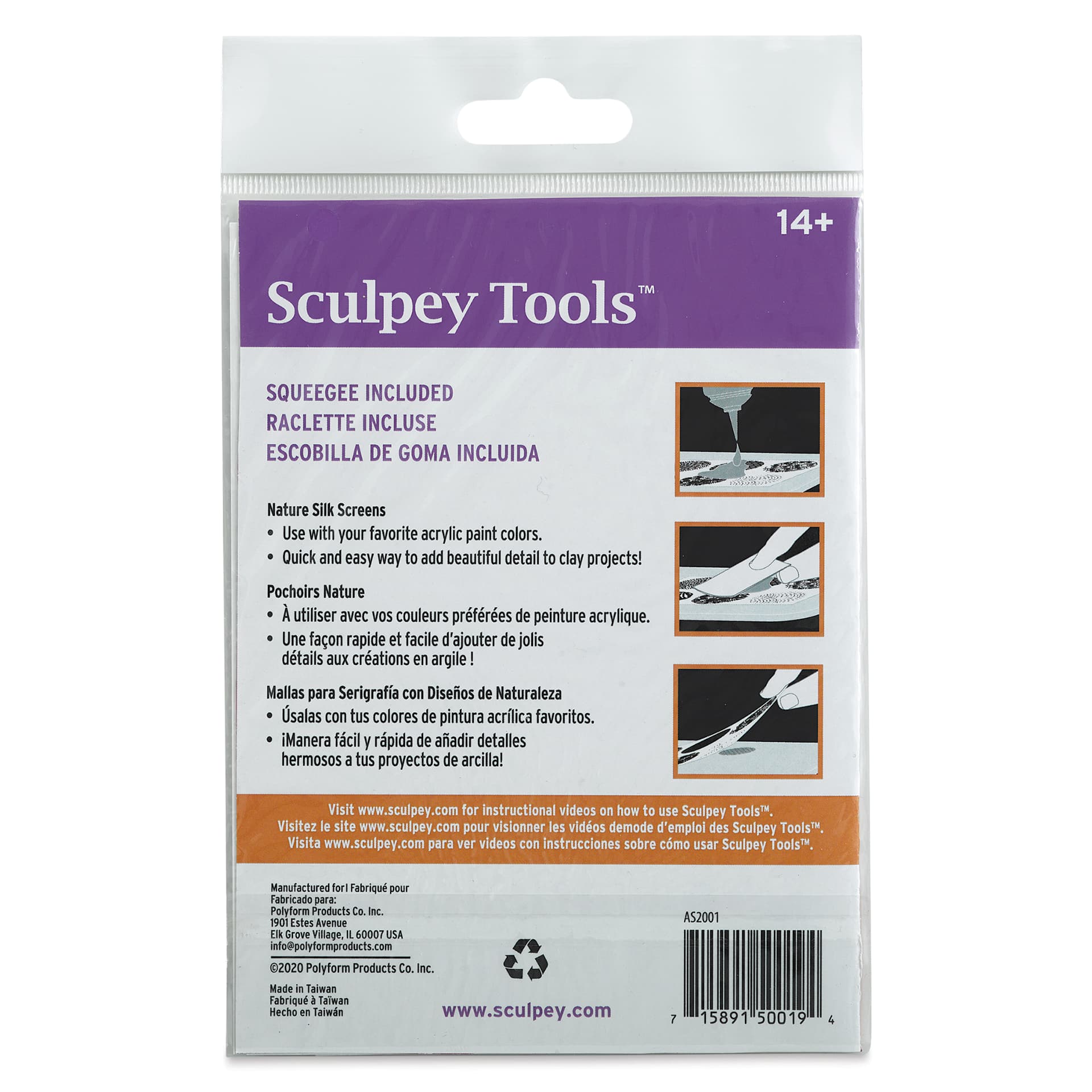 Sculpey Silk Screen - Nature (back of package)