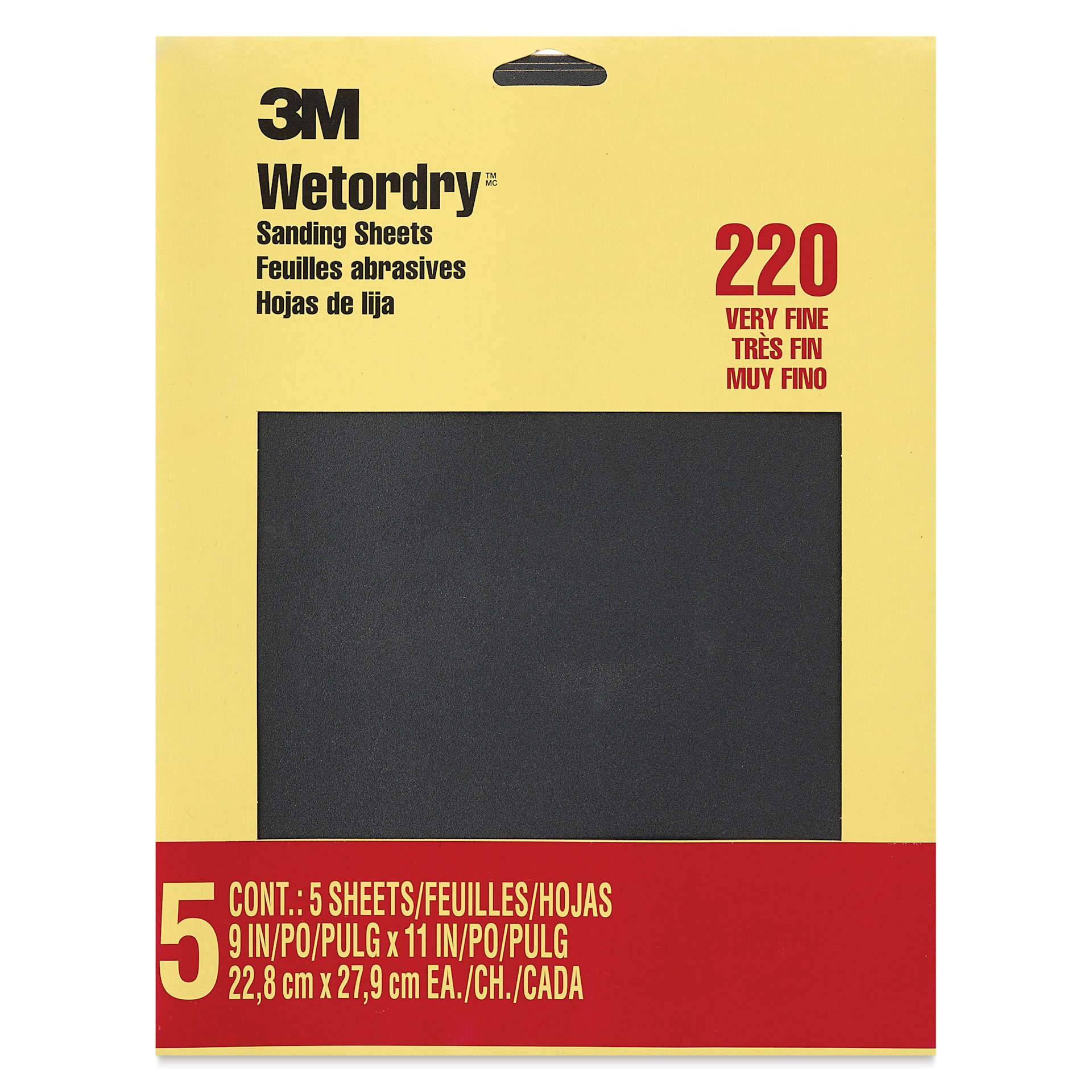 3M Wetordry Sandpaper - Very Fine, 9" x 11", Pkg of 5 front of packaging