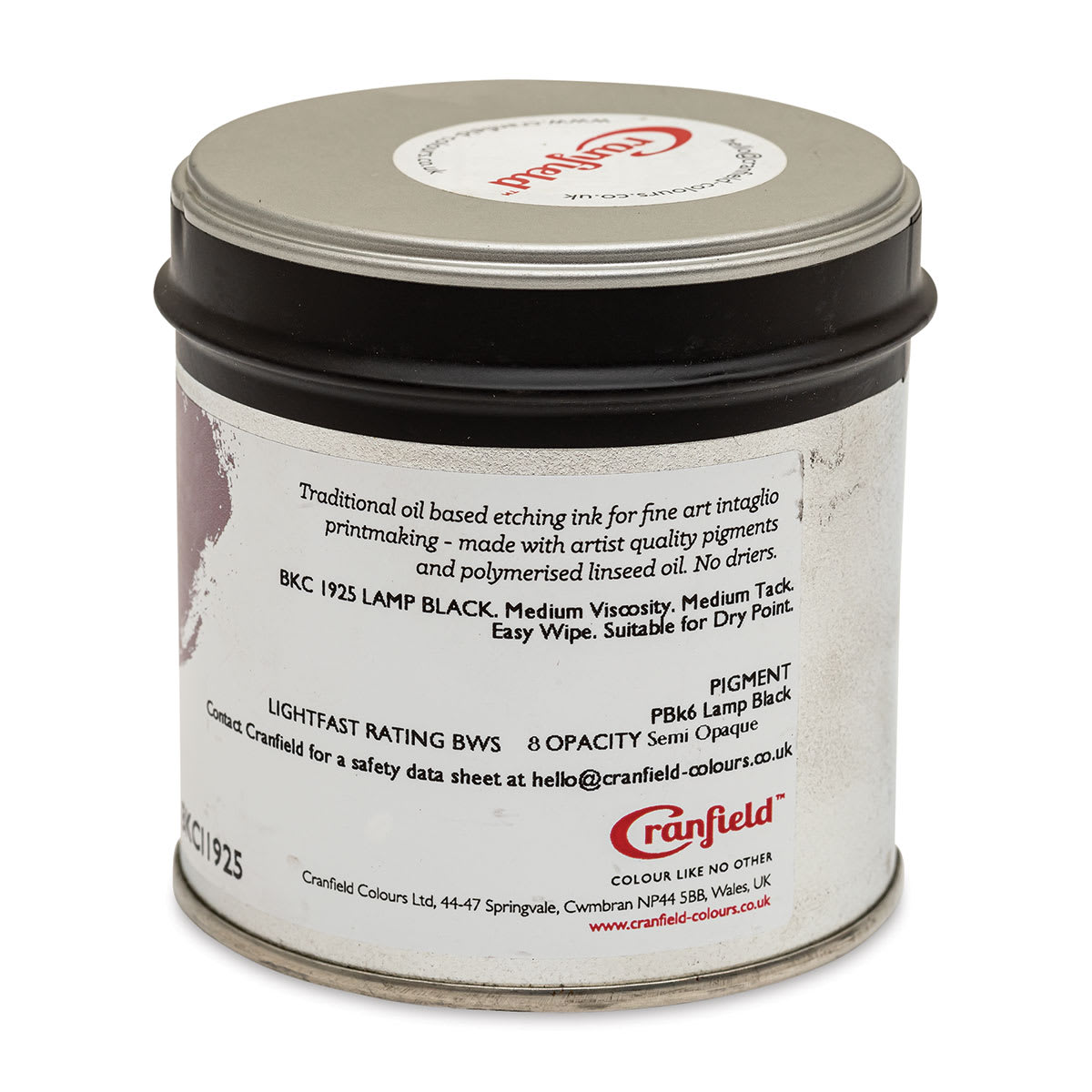 Cranfield Traditional Etching Ink - Lamp Black, 250 g - back