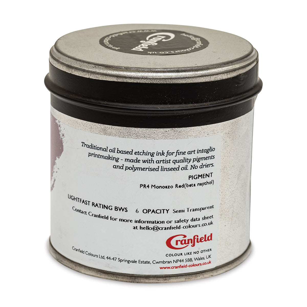 Cranfield Traditional Etching Ink - Vermilion, 250 g - back