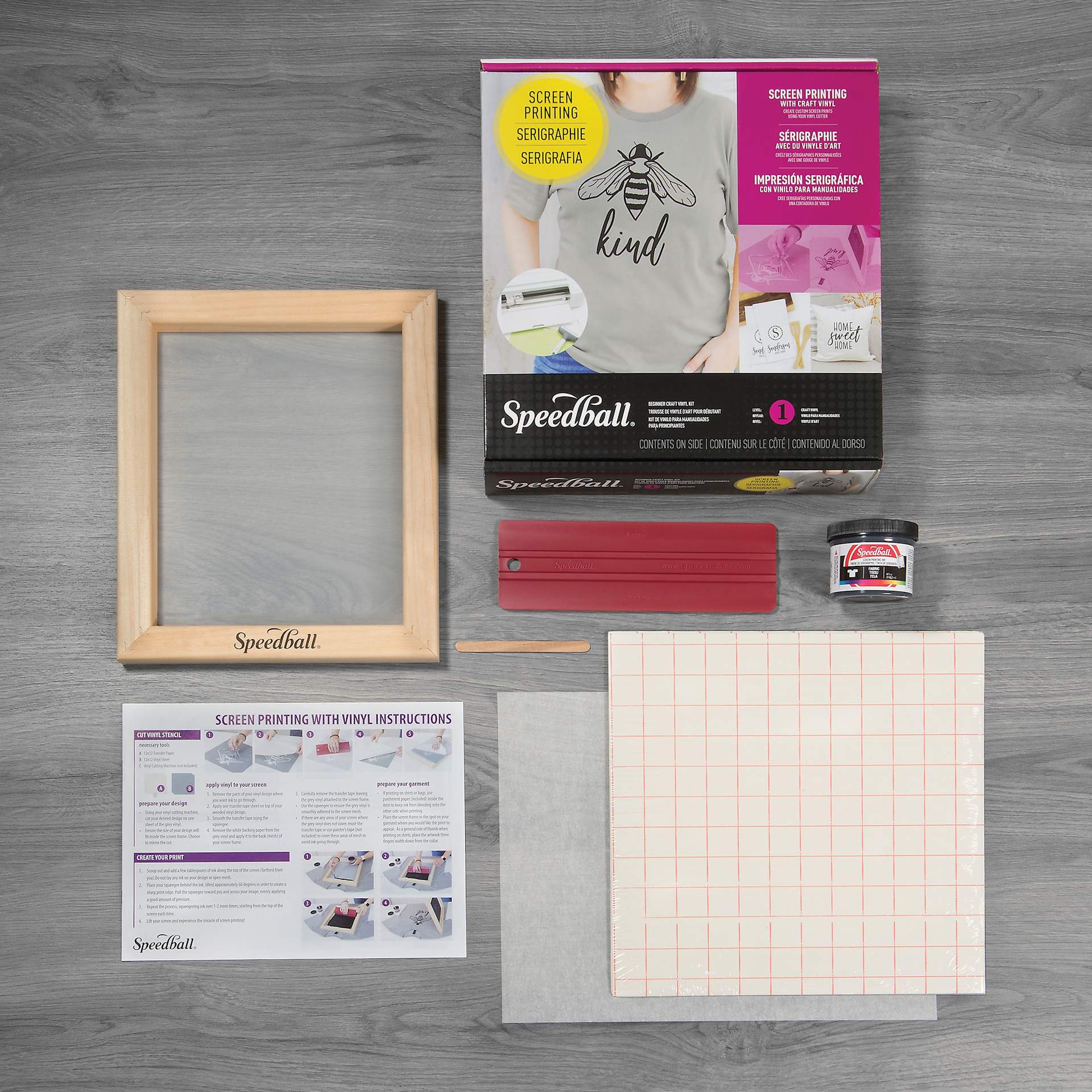 Speedball Beginner Craft Vinyl Screen Printing Kit contents Speedball Beginner Craft Vinyl Screen Printing Kit contents