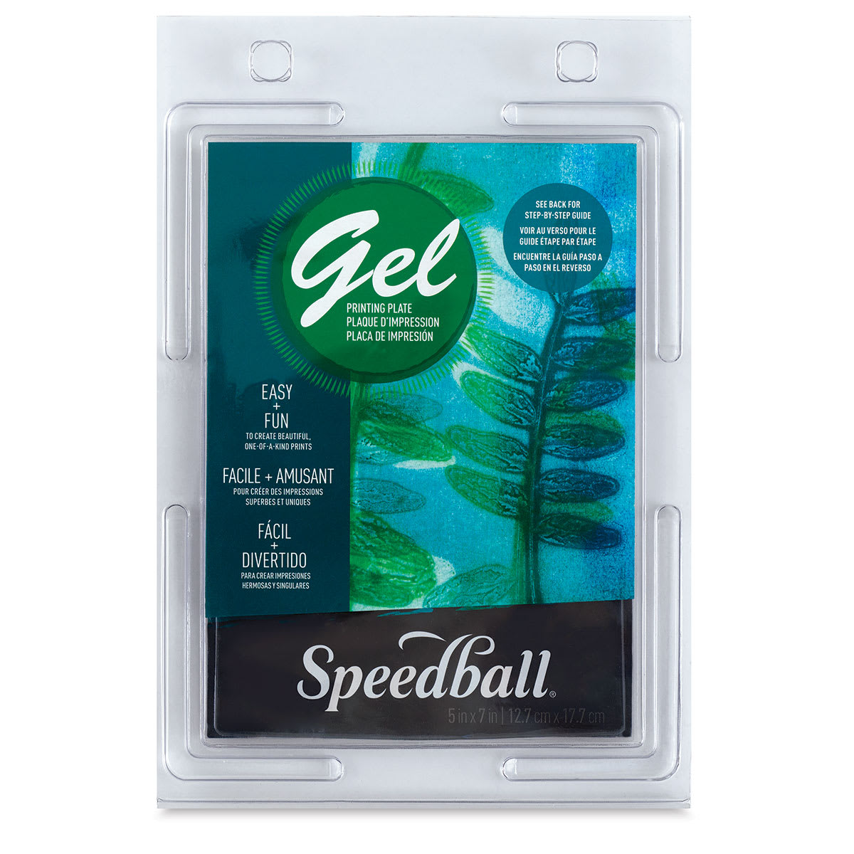 Speedball Gel Printing Plate - 5" x 7", single plate front of packaging