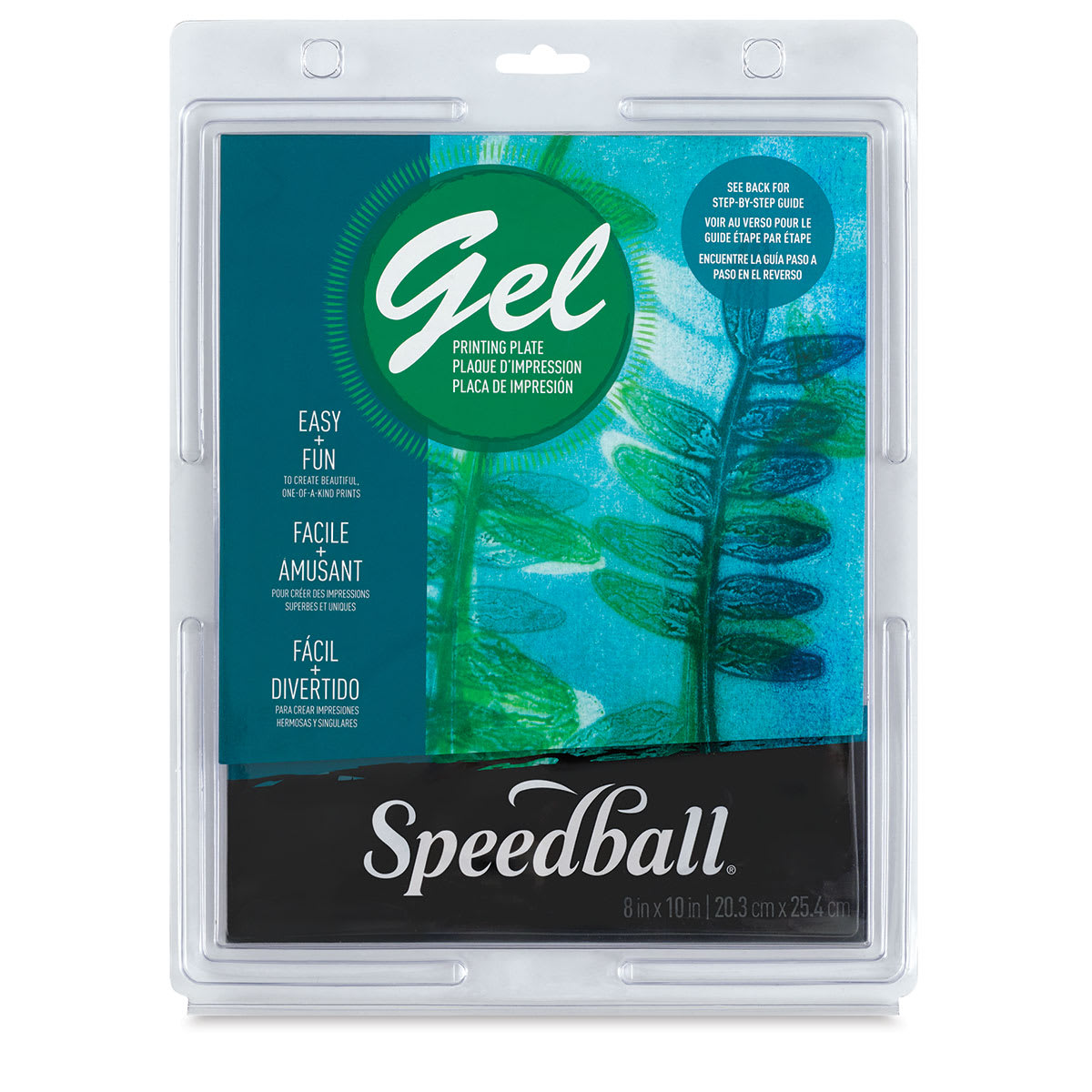 Speedball Gel Printing Plates - Front view of package of 8" x 10" printing plate