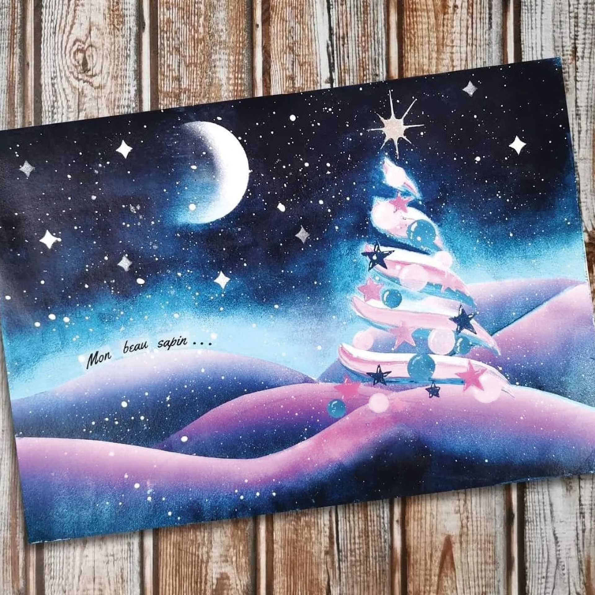 Gel Press Printing Plate - Rectangle, 8" x 10" completed example artwork