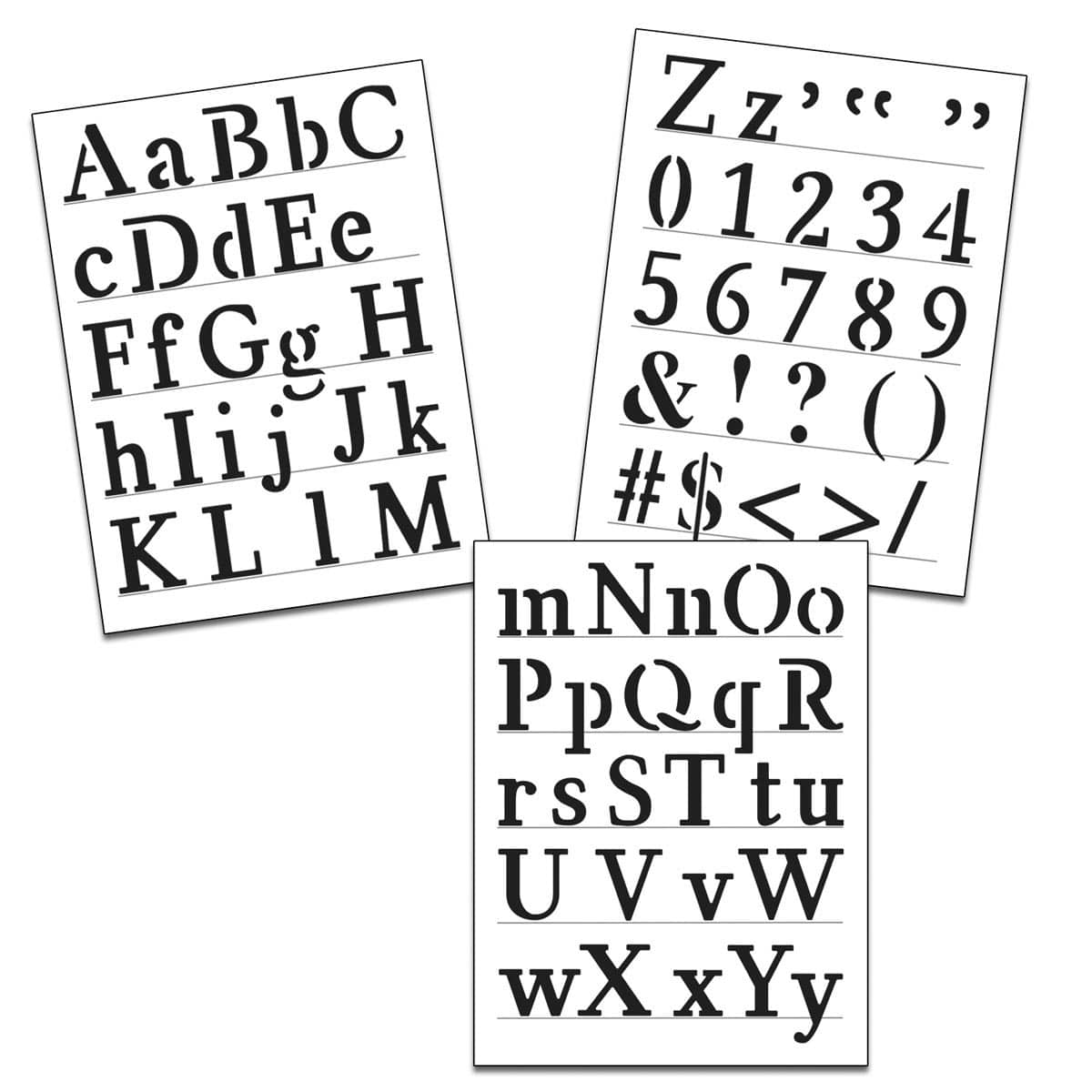 Alphabet Stencils Traditional 1.5" Alphabet - 3 Shts./Pkg.