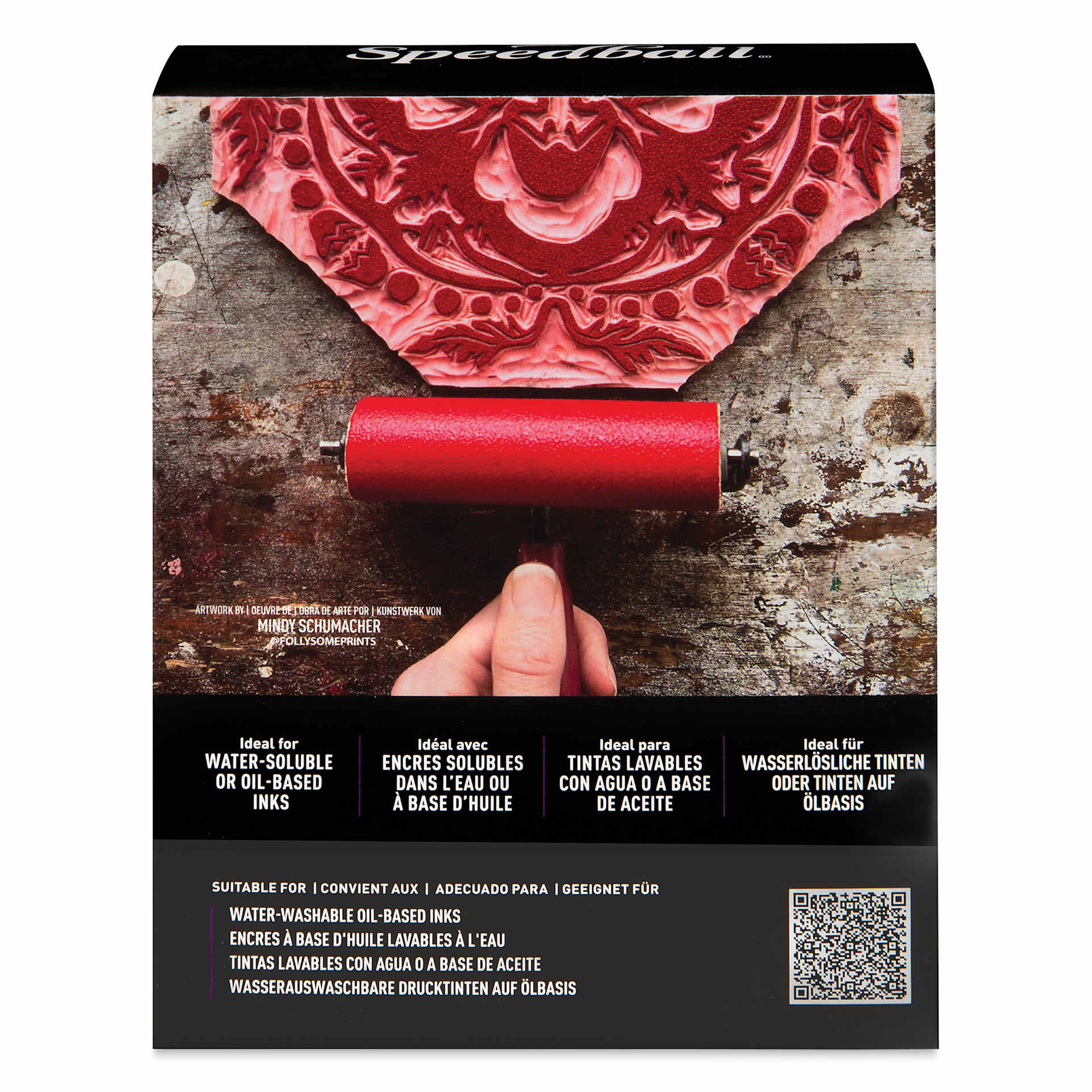 Speedball Soft Rubber Brayer - 4", back of packaging
