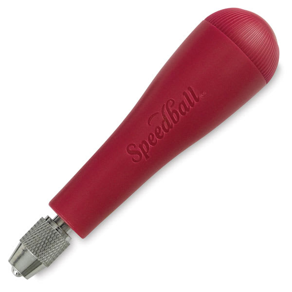 Speedball Linoleum Cutters - Angled Red Cutter handle showing adjustable chuck Speedball Linoleum Cutters - Angled Red Cutter handle showing adjustable chuck