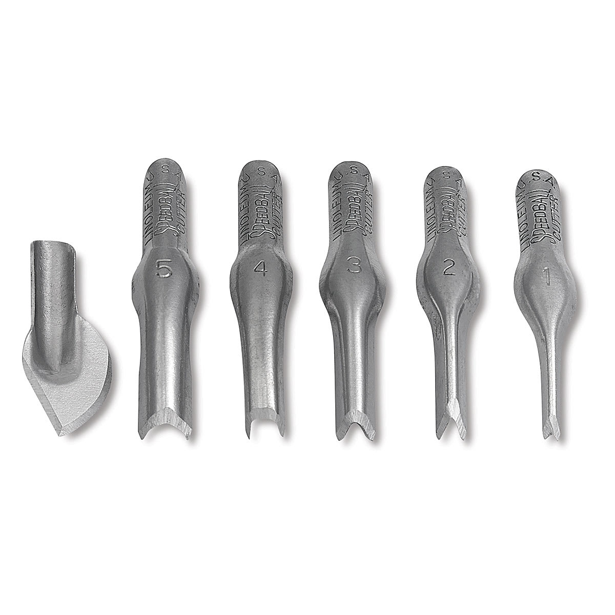 Speedball Linoleum Handle - Set of 6 No. 2 cutters laid out