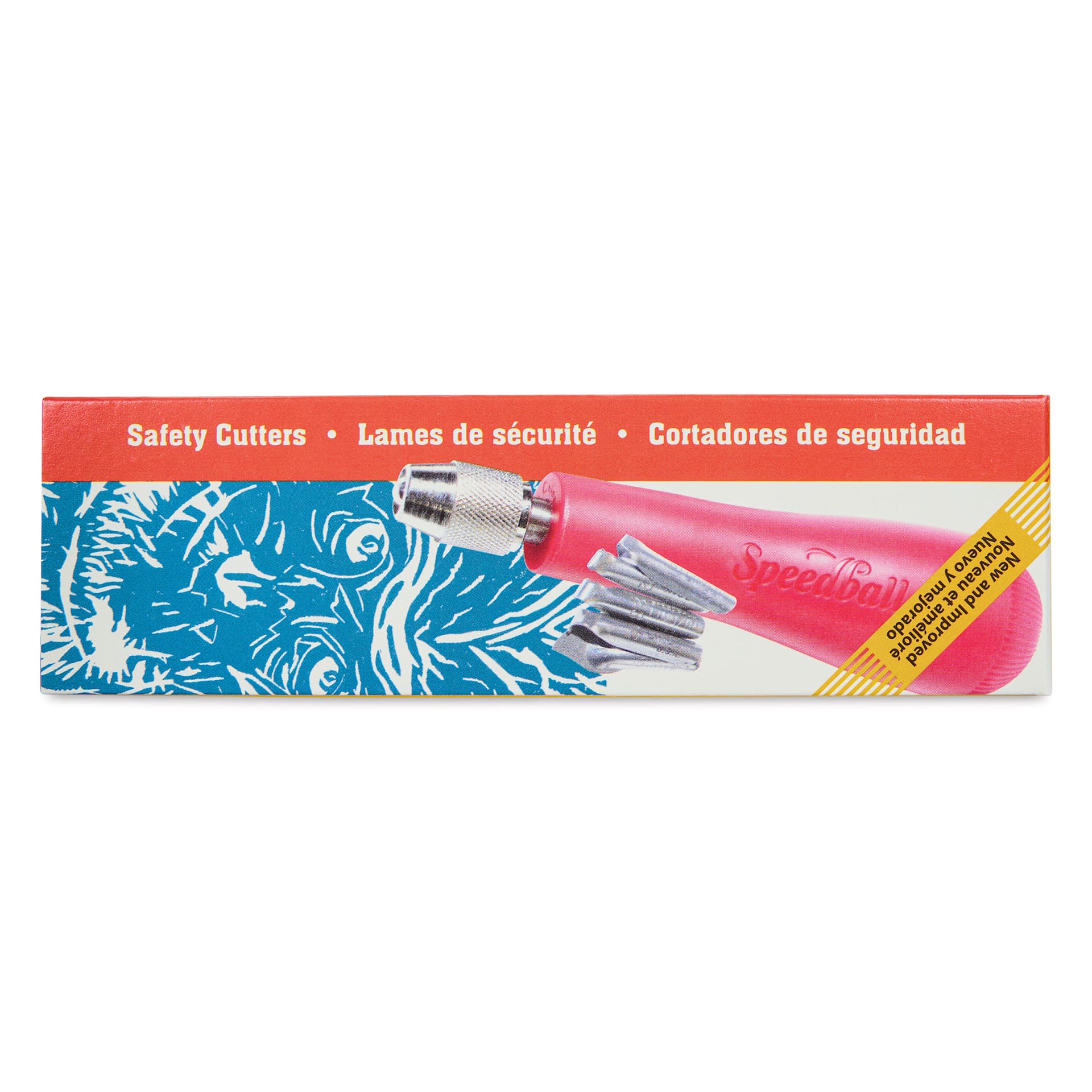 Speedball Linozip Safety Lino Cutters - Set of 5, with Lino Handle, front of the packaging