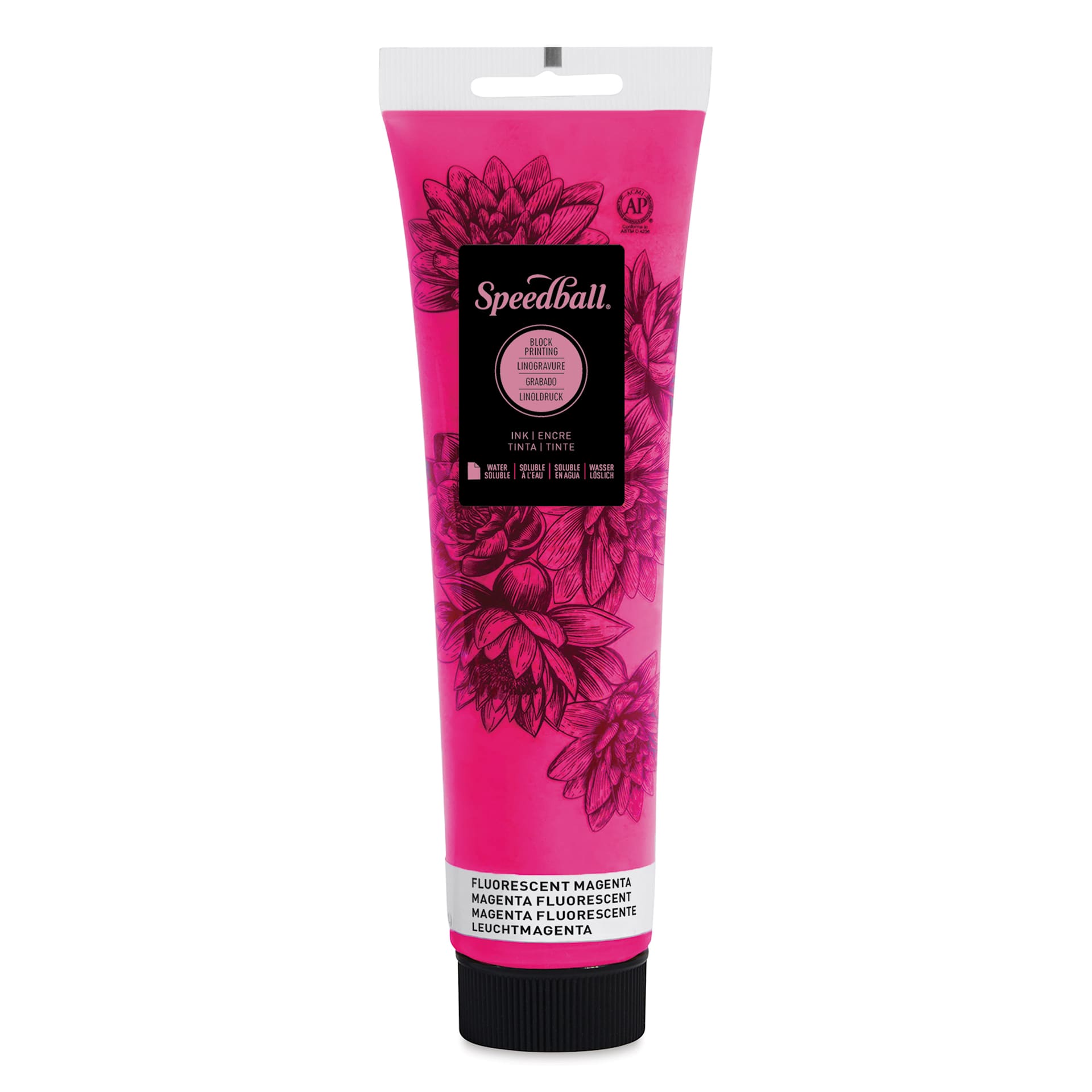 Speedball Water-Soluble Block Printing Ink- Fluorescent Magenta, 5 oz