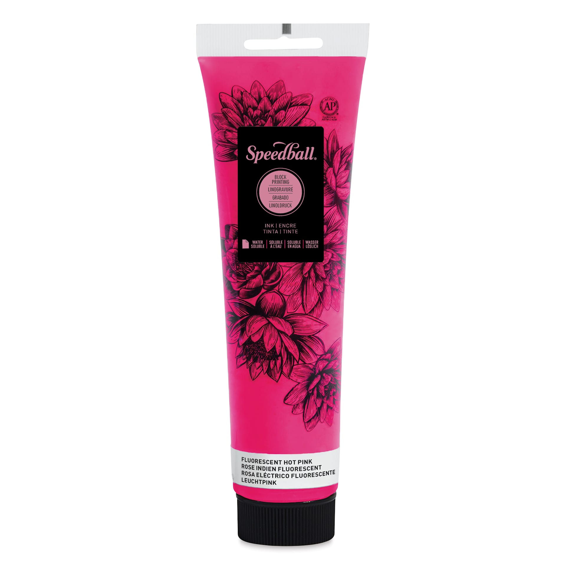 Speedball Water-Soluble Block Printing Ink - Fluorescent Hot Pink, 5 oz