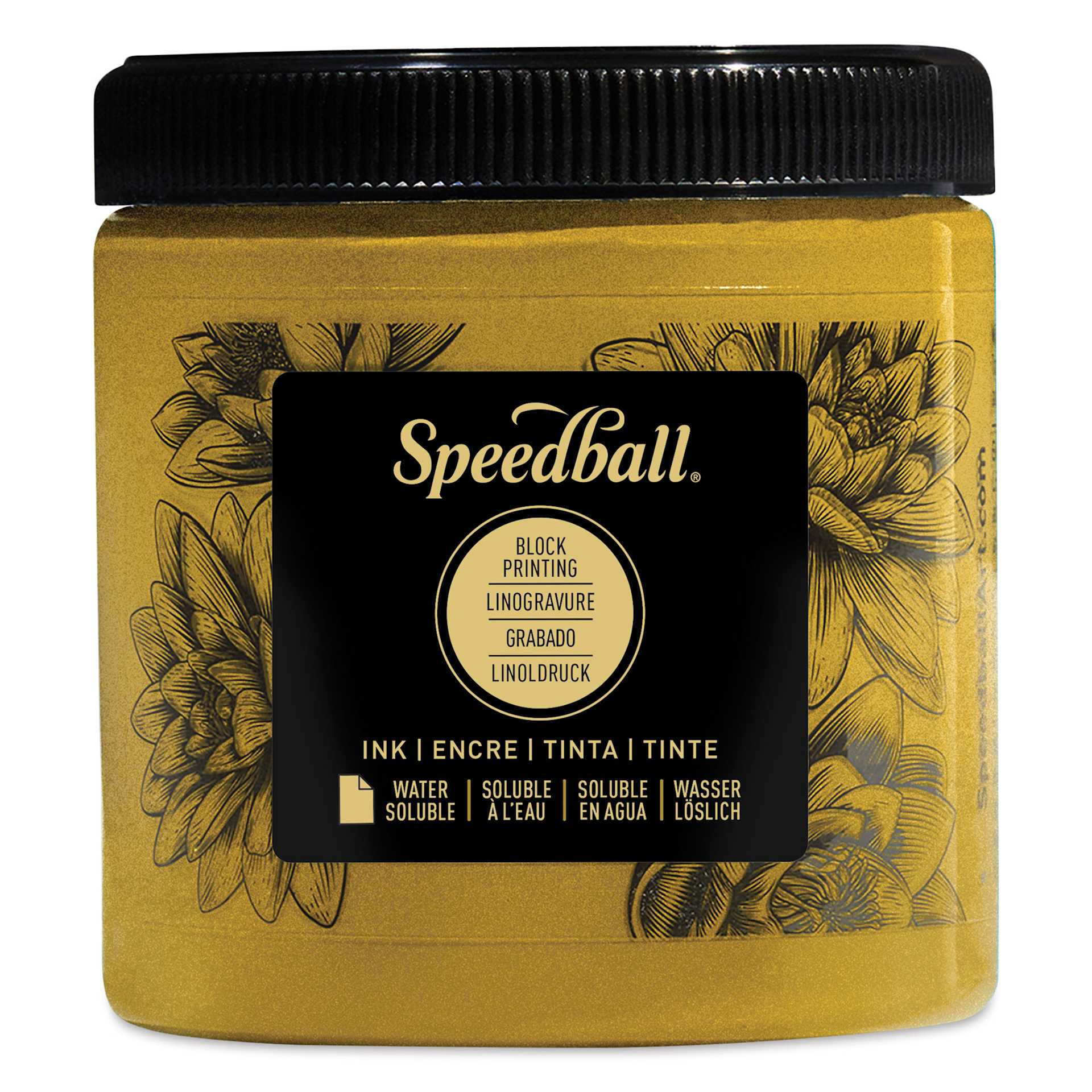 Speedball Water-Soluble Block Printing Ink - Gold (Metallic), 8 oz