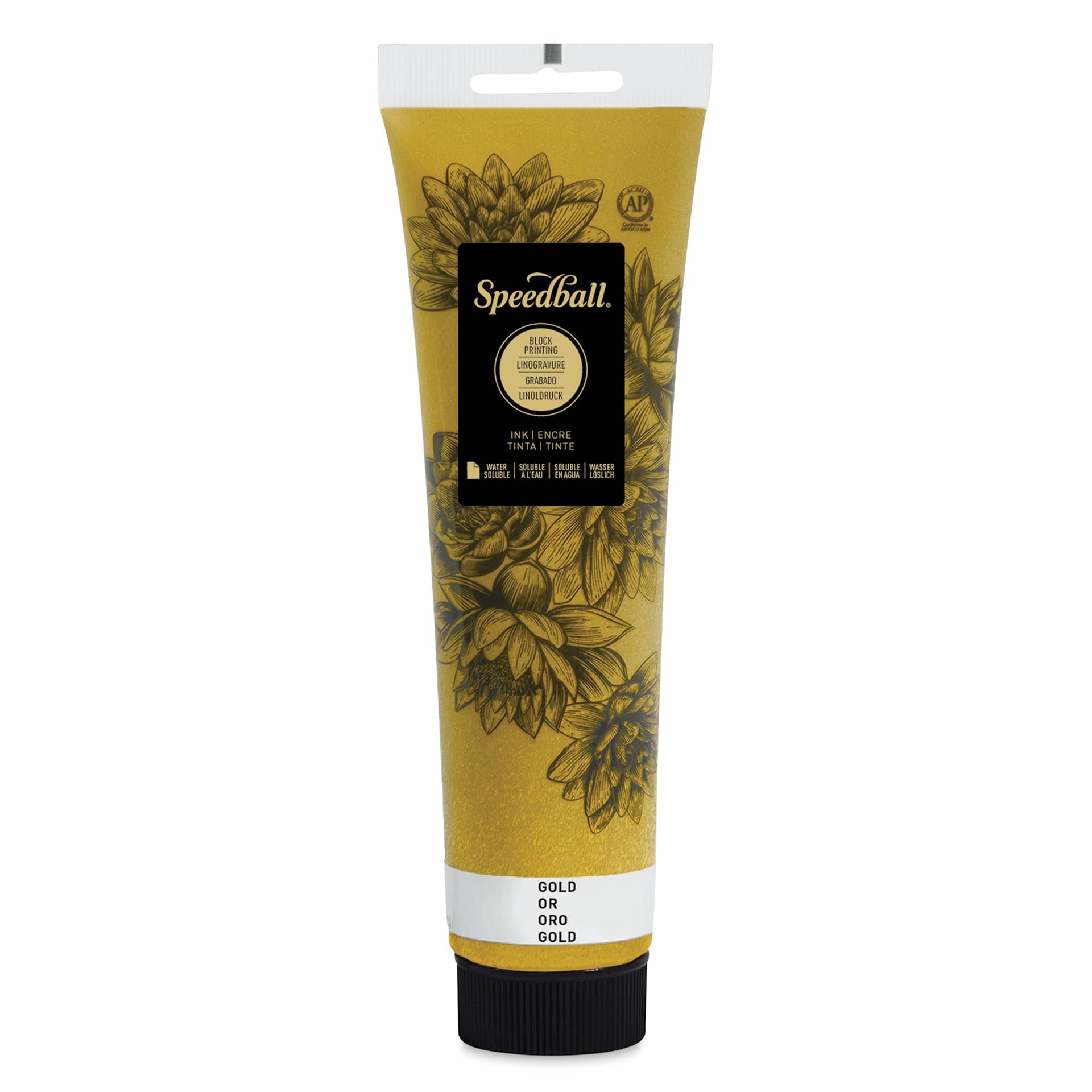 Speedball Water-Soluble Block Printing Ink - Gold (Metallic), 5 oz