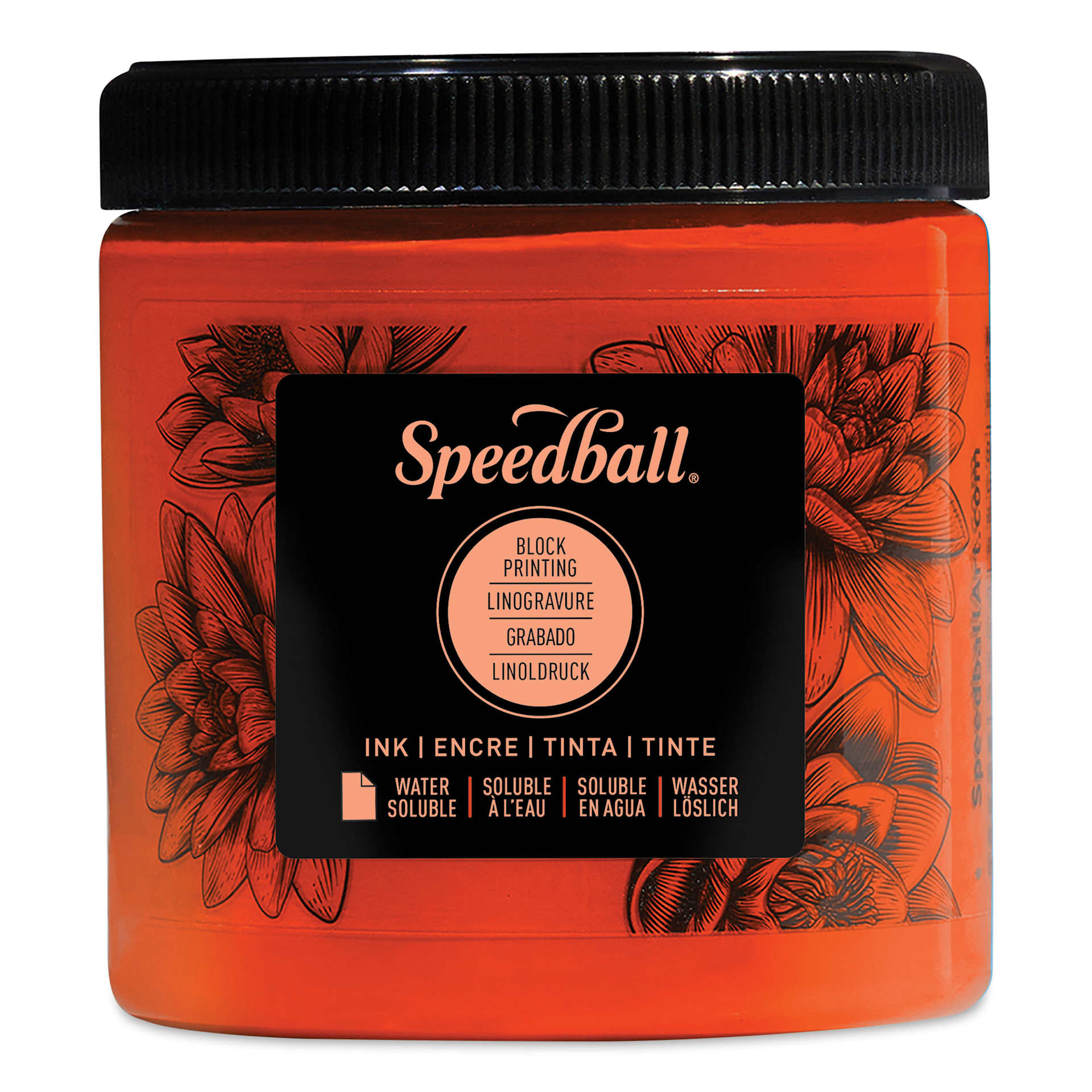 Speedball Water-Soluble Block Printing Ink - Orange, 8 oz