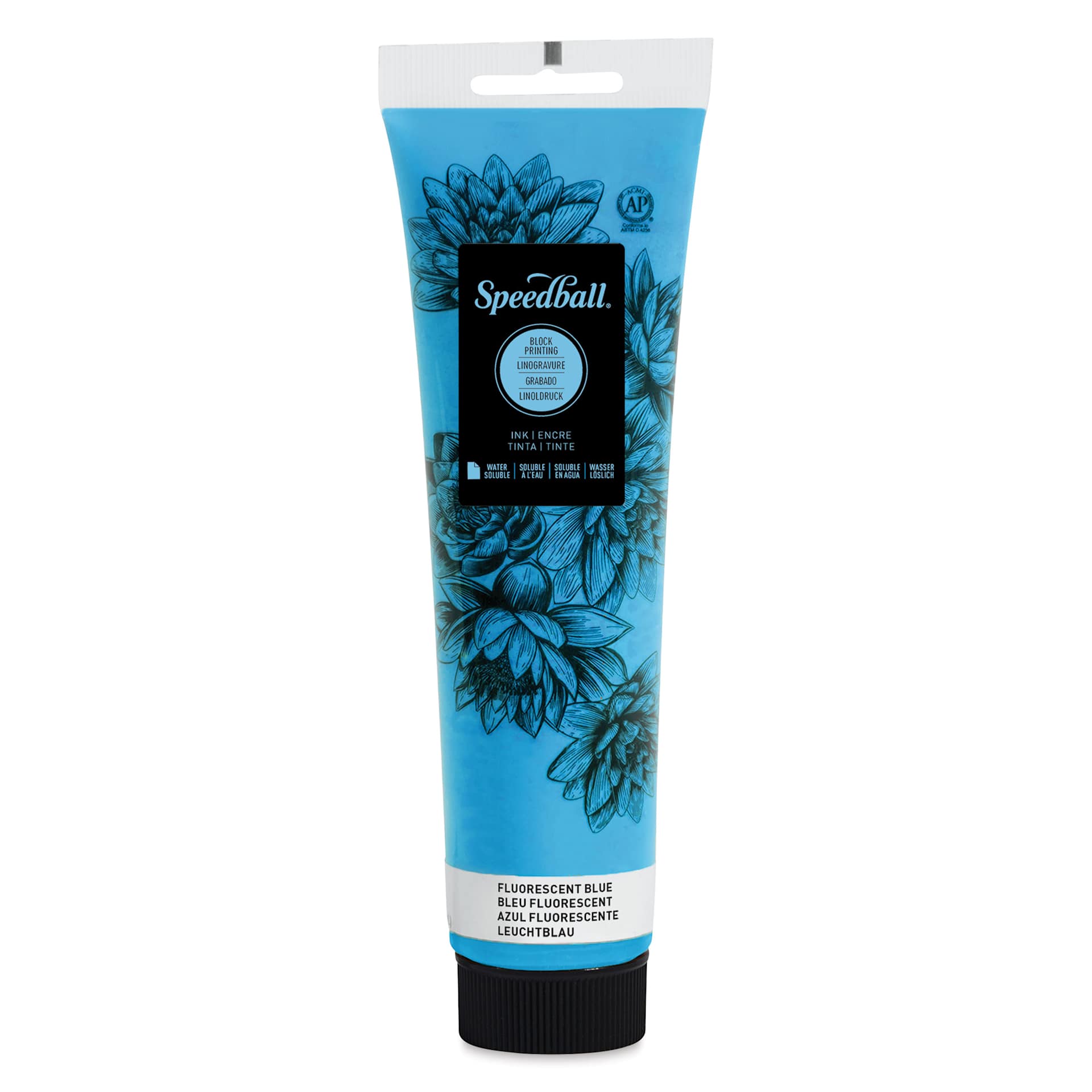 Speedball Water-Soluble Block Printing Ink - Fluorescent Blue. 5 oz