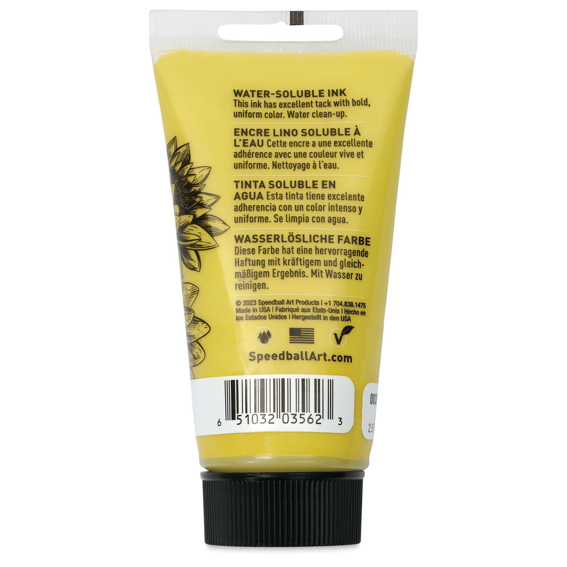 Speedball Water-Soluble Block Printing Ink - Cornsilk, 2.5 oz, back of tube