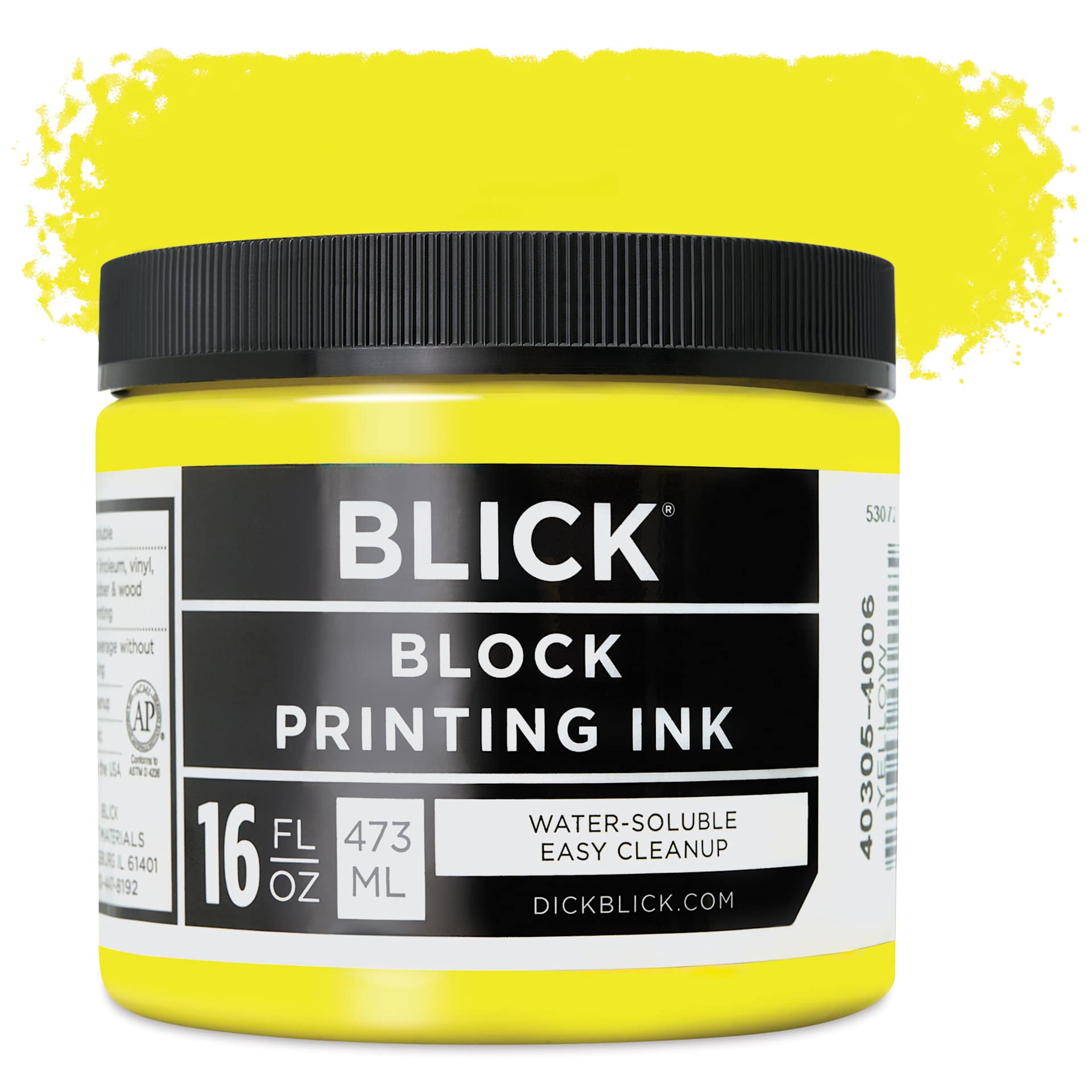 Blick Water-Soluble Block Printing Ink - Yellow, 16 oz Jar