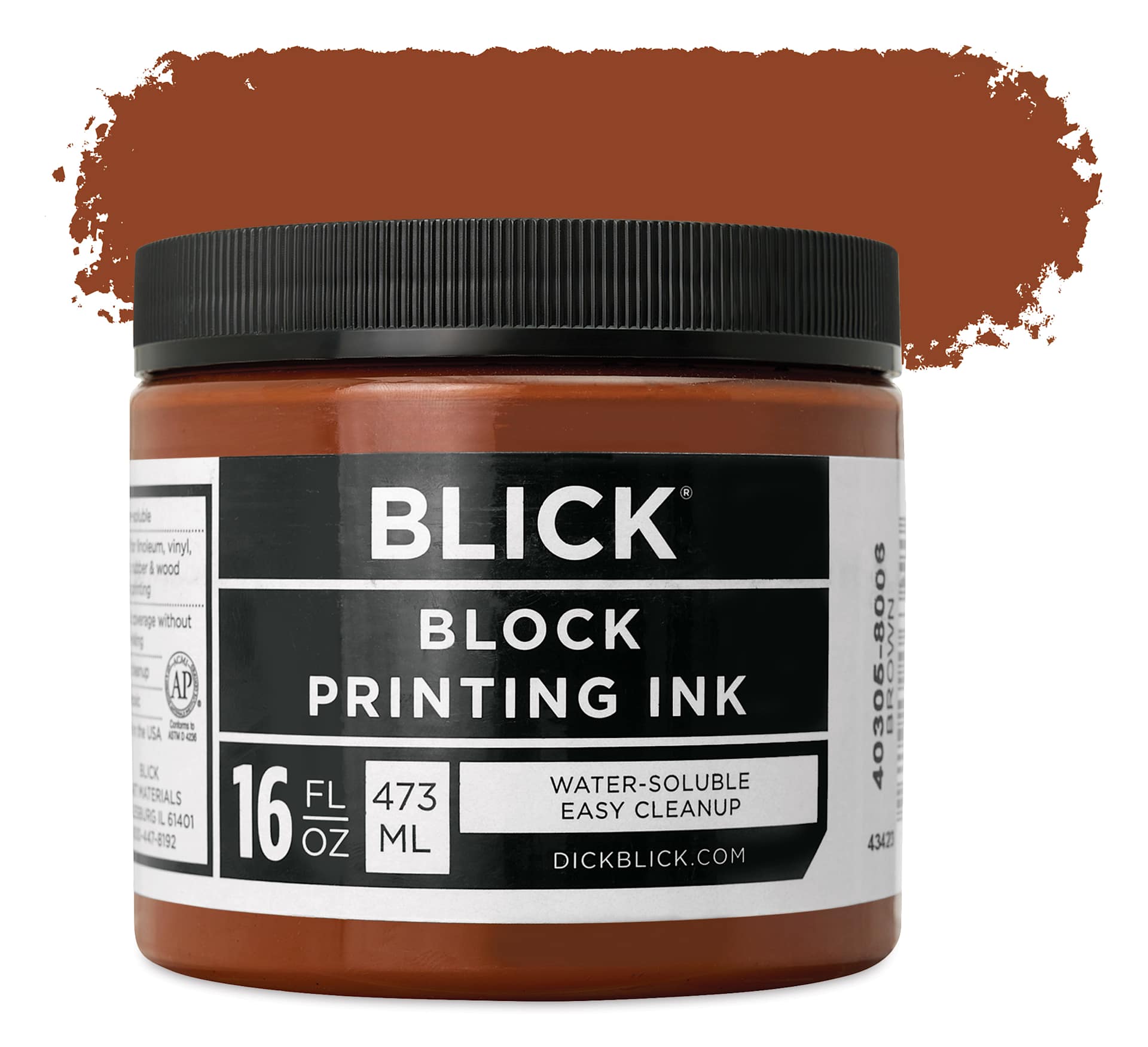 Blick Water-Soluble Block Printing Ink - Brown, 16 oz Jar