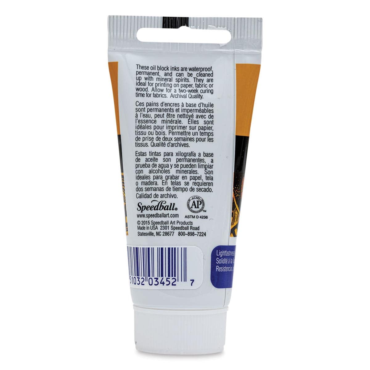 Speedball Oil Base Block Printing Ink - Blue, 1.25 oz - back