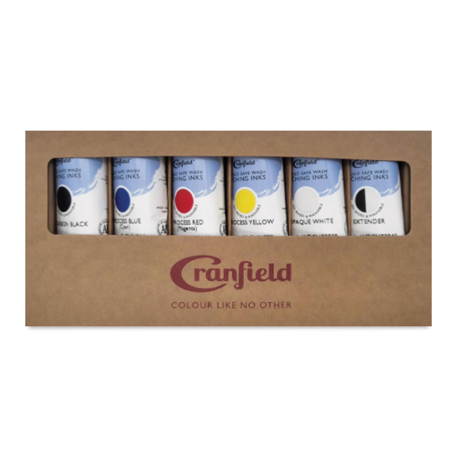 Cranfield Caligo Safe Wash Etching Inks - Set of 6, 75 ml Tubes (front of packaging) Cranfield Caligo Safe Wash Etching Inks - Set of 6, 75 ml Tubes (front of packaging)