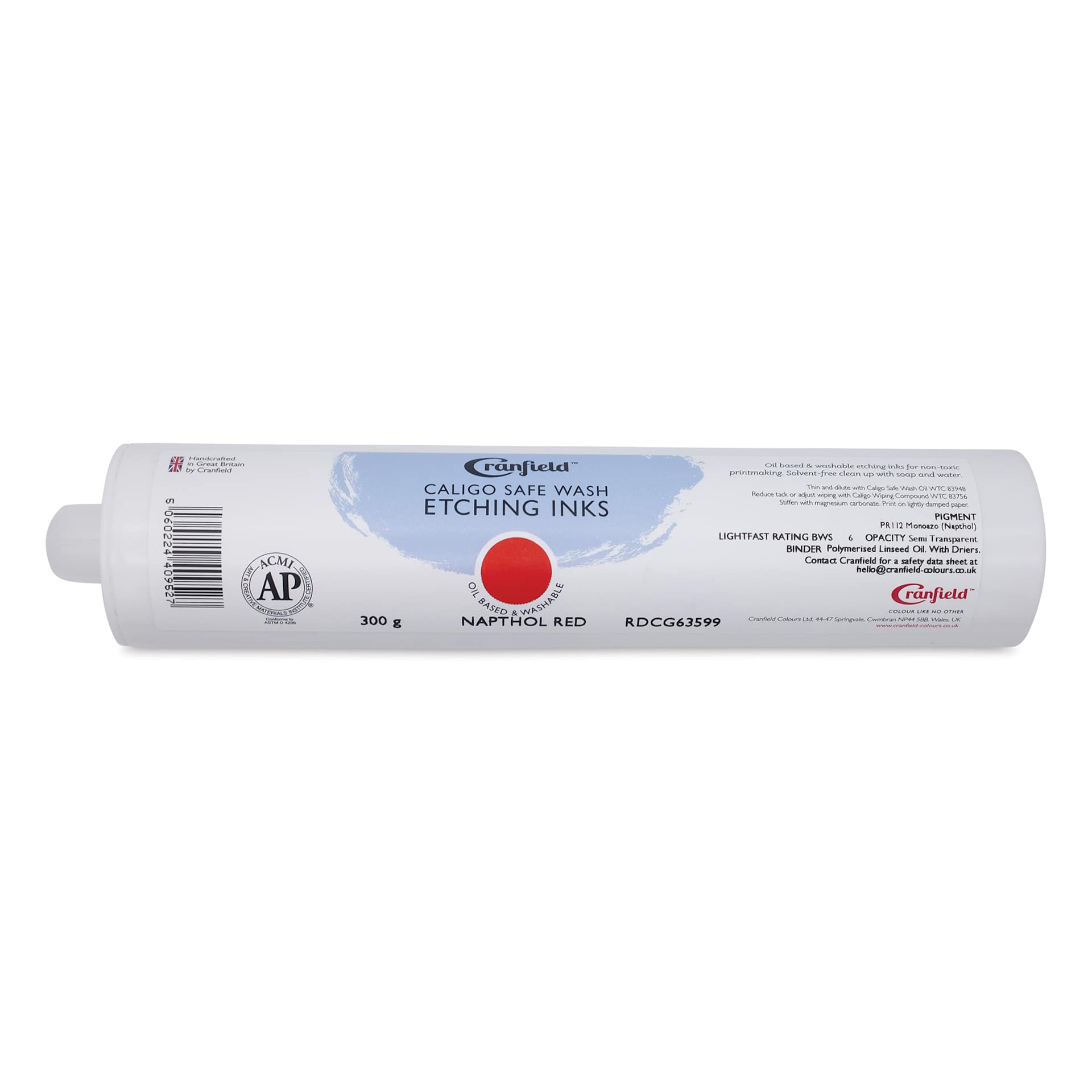 Cranfield Caligo Safe Wash Etching Ink Cartridge - Napthol Red, 300 g