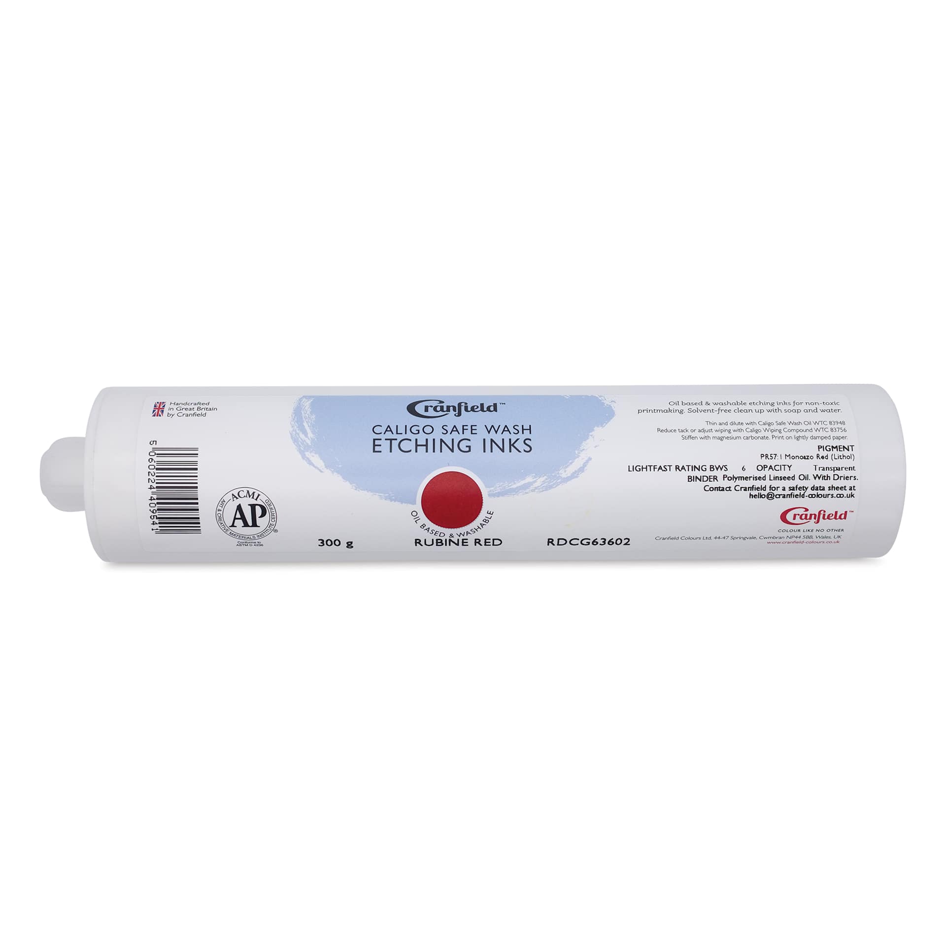 Cranfield Caligo Safe Wash Etching Ink Cartridge - Rubine Red, 300 g