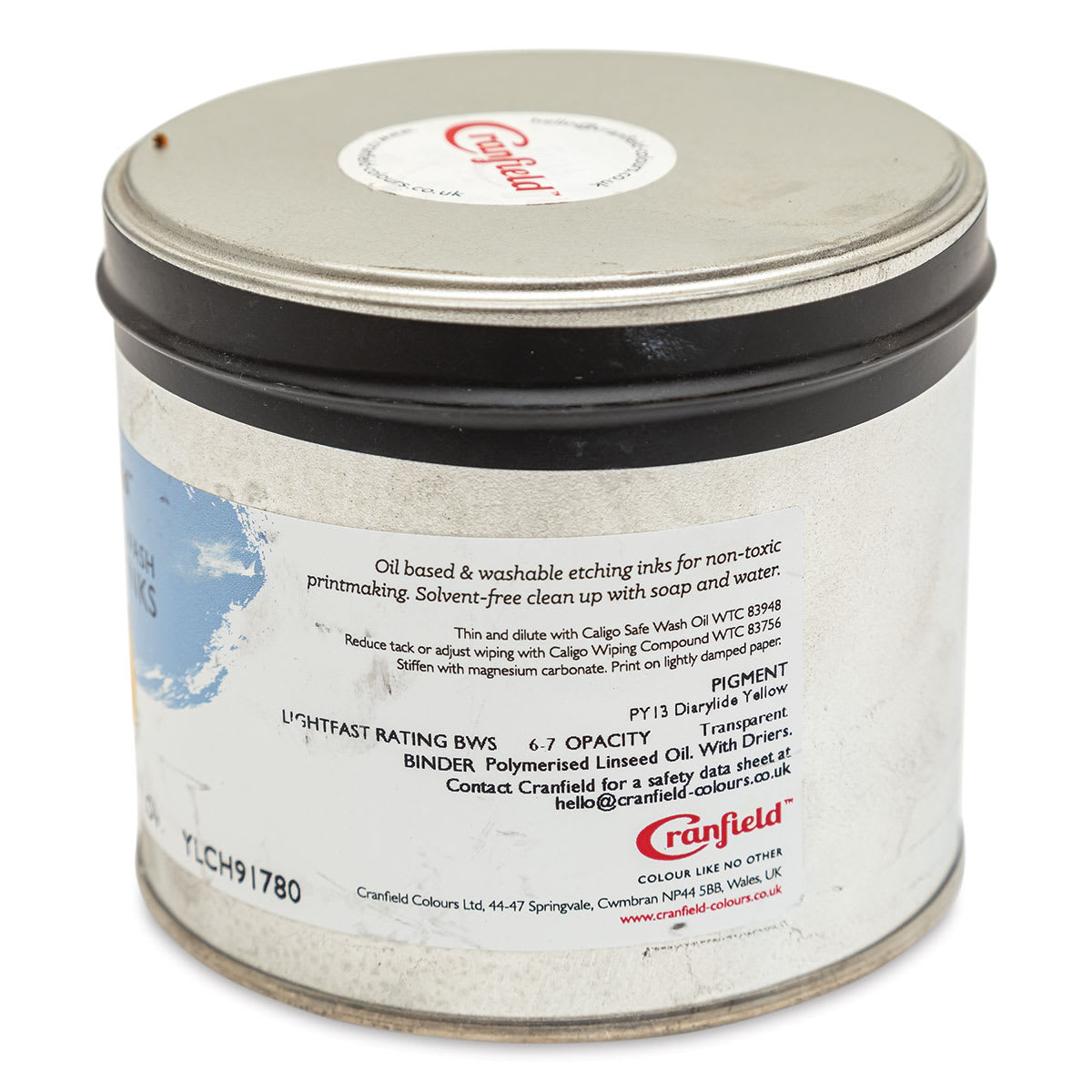 Cranfield Caligo Safe Wash Etching Ink - Diarylide Yellow, 500 g Can - back