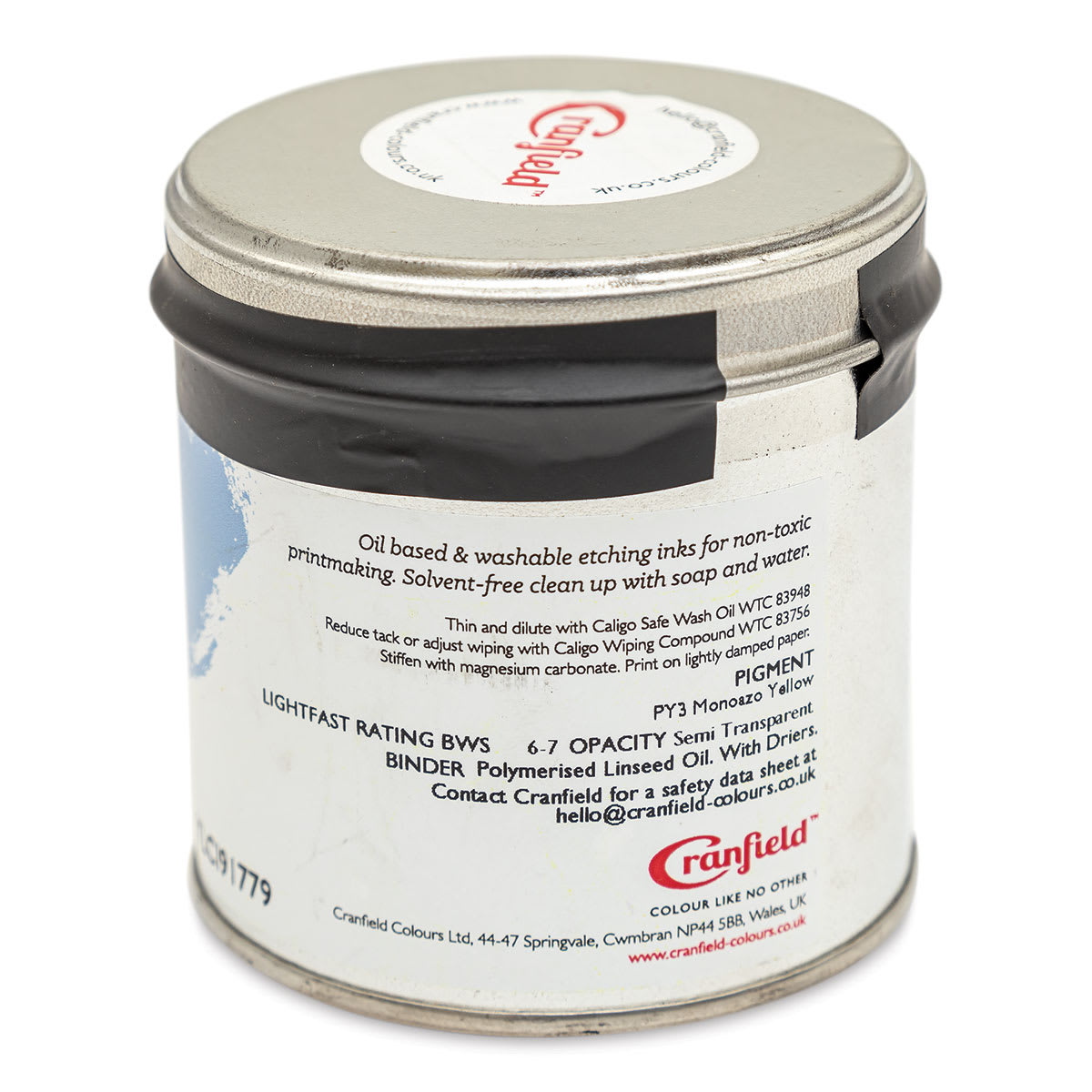 Cranfield Caligo Safe Wash Etching Ink - Process Yellow (Arylide), 250 g Can - back
