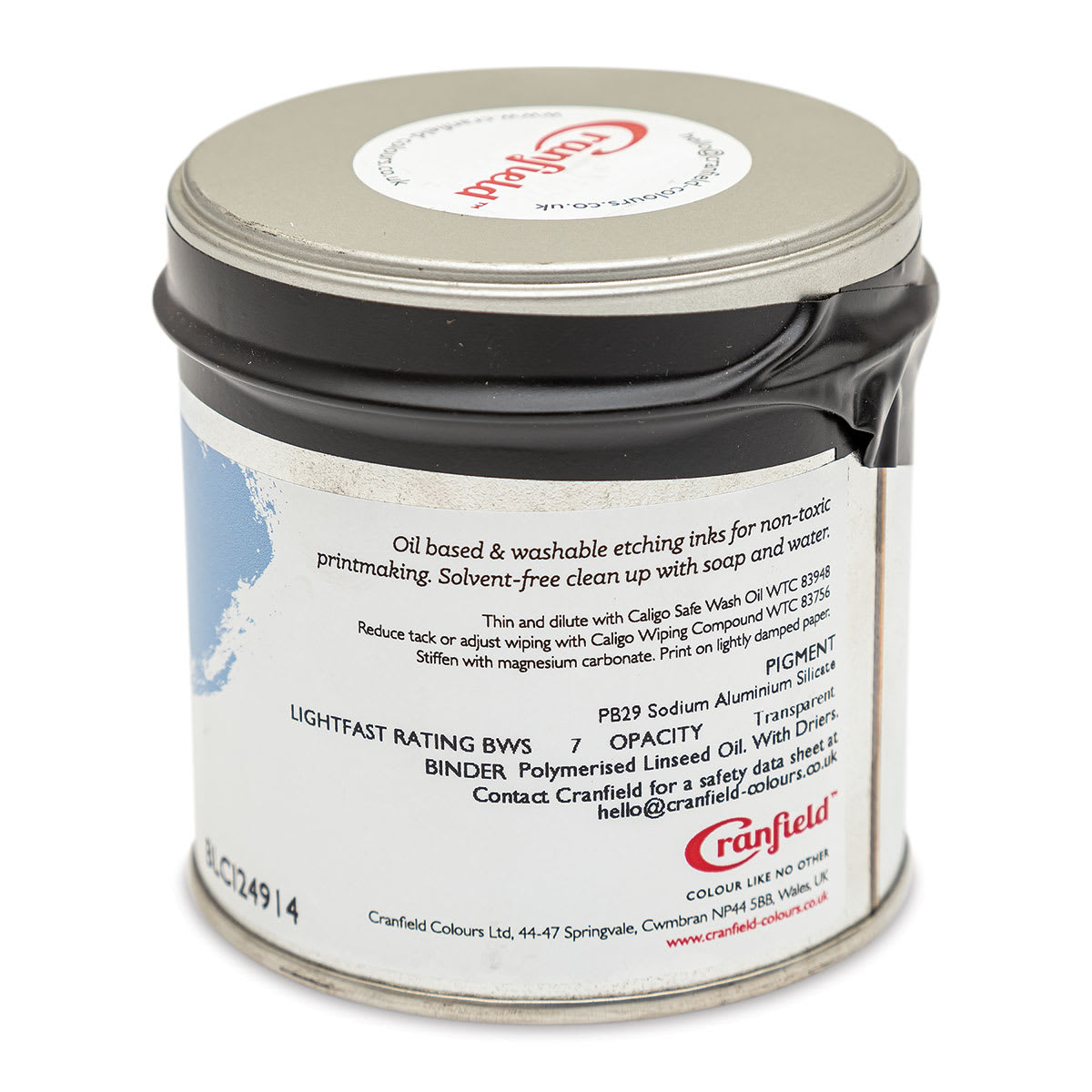 Cranfield Caligo Safe Wash Etching Ink - Ultramarine, 250 g Can - back