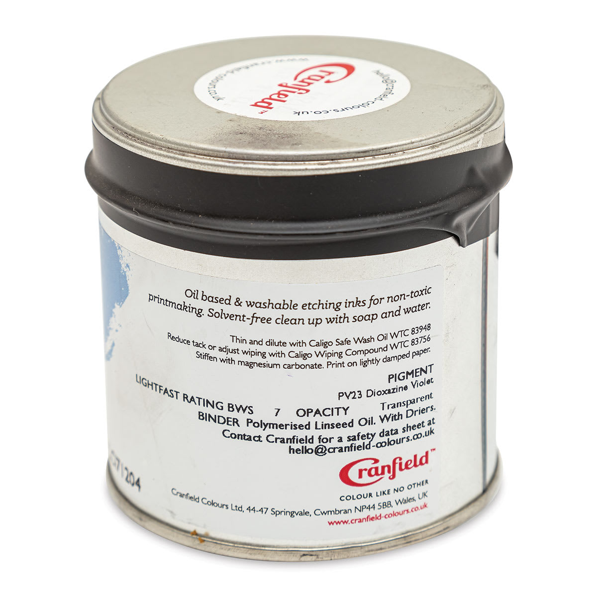 Cranfield Caligo Safe Wash Etching Ink - Carbazole Violet, 250 g Can - back