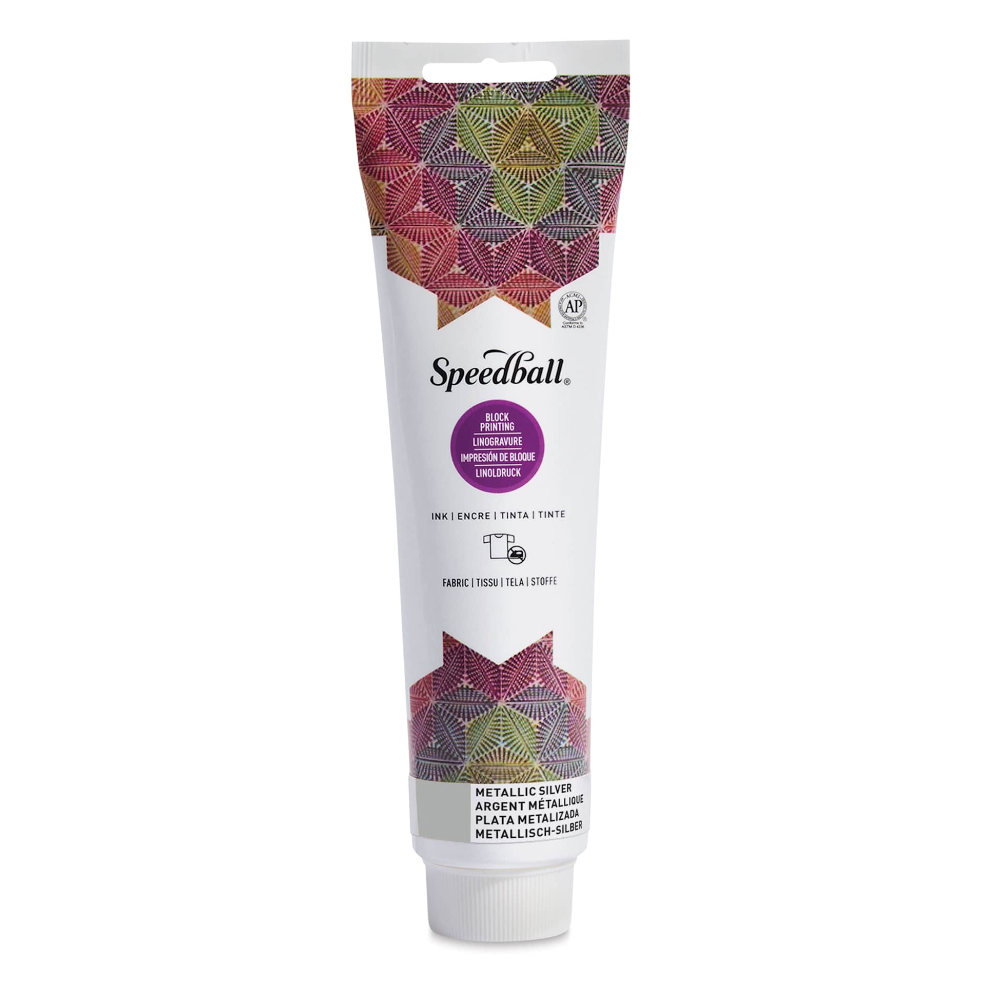 Speedball Fabric and Paper Block Printing Ink - Metallic Silver, 5 oz