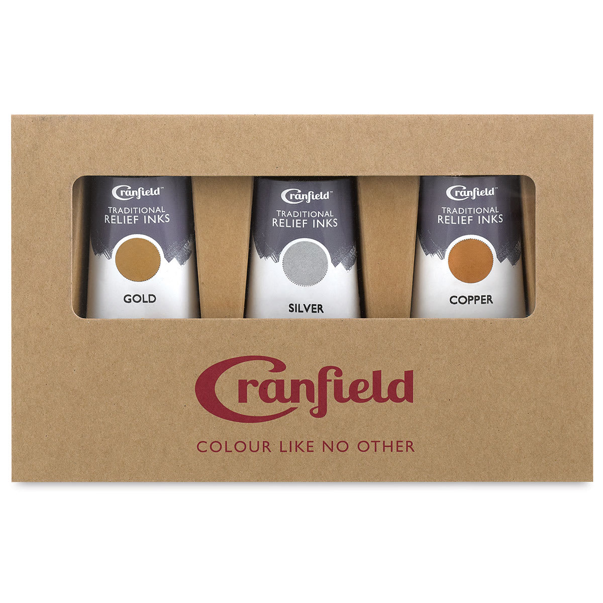 Cranfield Traditional Relief Ink - Set of 3, Metallics, 75 ml, Tubes (Front of packaging)