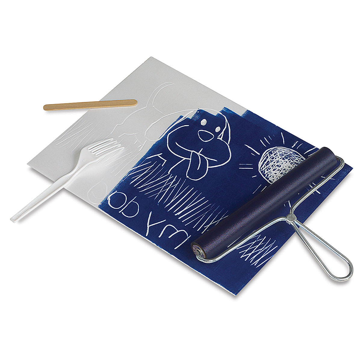 Inovart Printfoam for Block Printing - Single Printfoam board with art, partially inked Inovart Printfoam for Block Printing - Single Printfoam board with art, partially inked