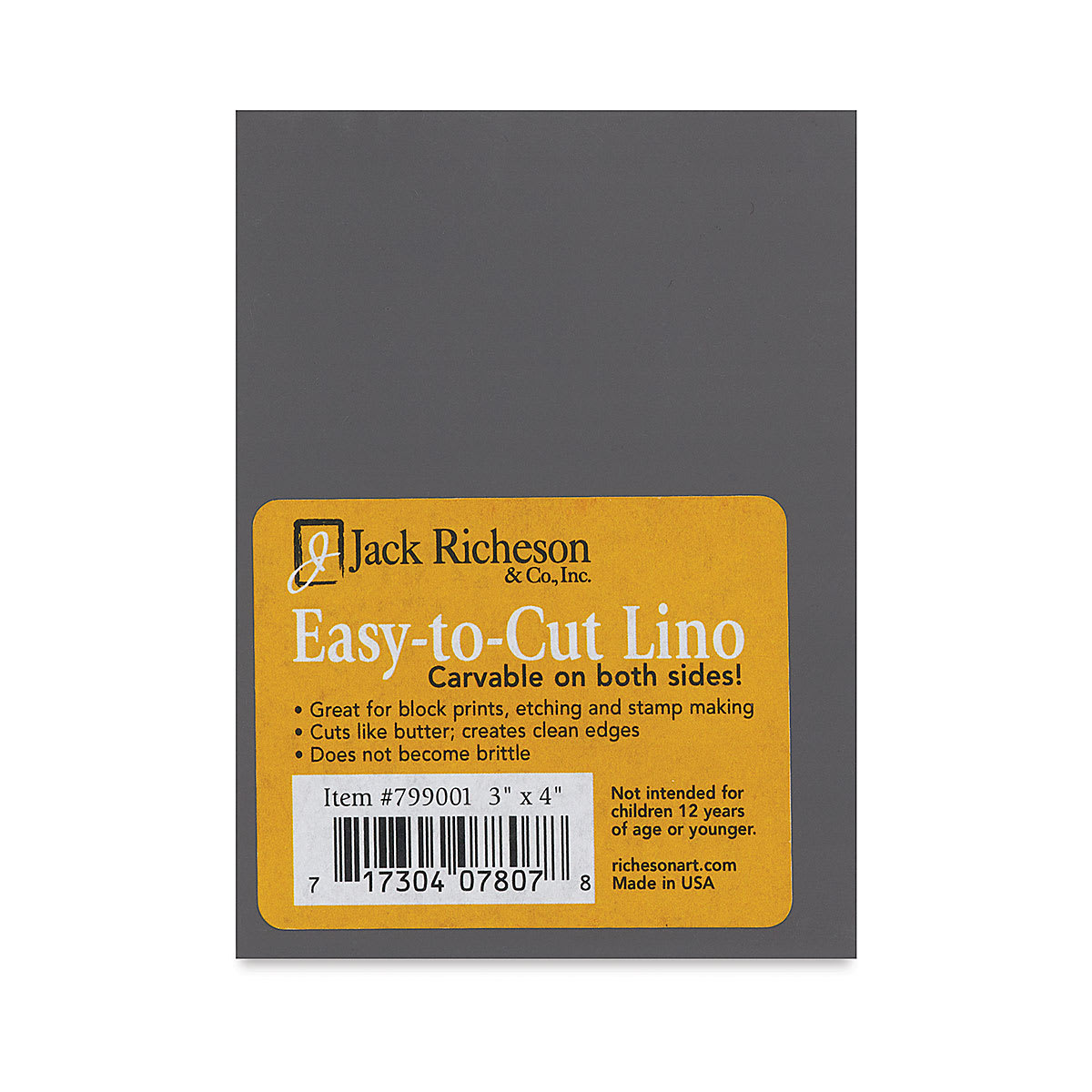 Richeson Unmounted Easy-to-Cut Linoleum - Front view of 3" x 4" block Richeson Unmounted Easy-to-Cut Linoleum - Front view of 3" x 4" block