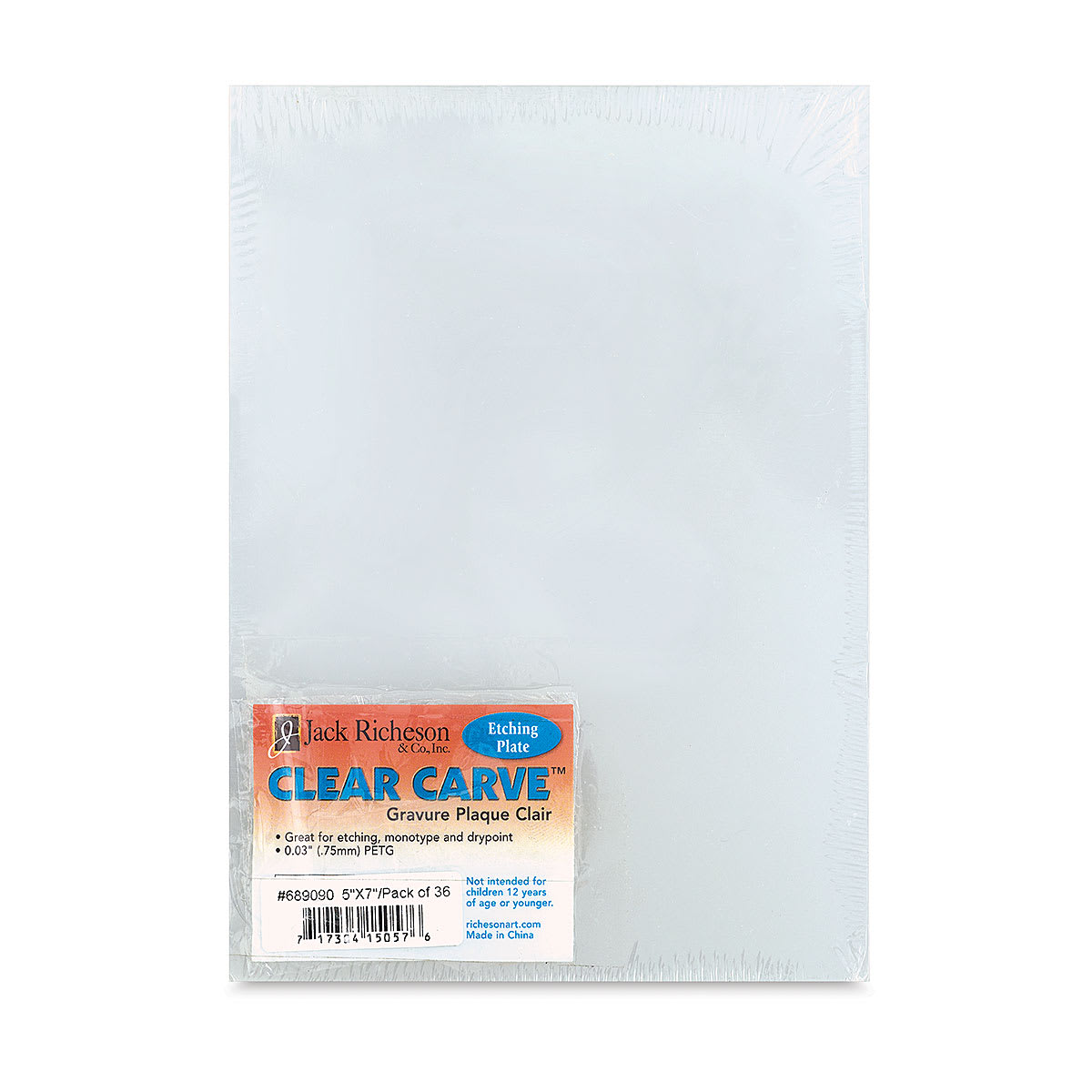 Richeson Clear Carve Etching Plates - 5" x 7", Pkg of 36 - front of packaging