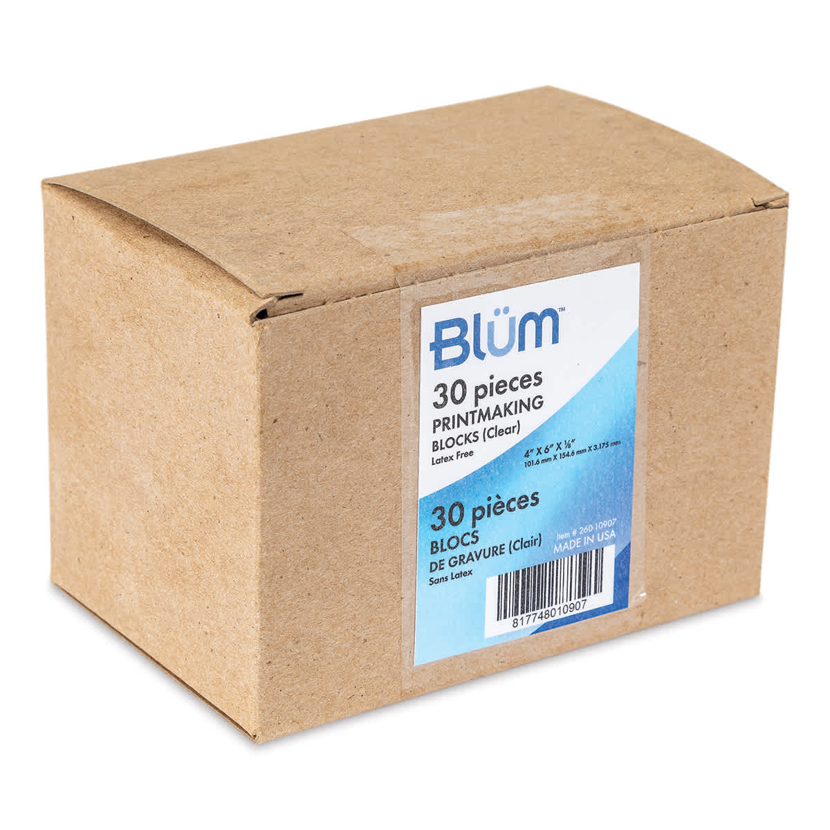 Blüm Clear Printmaking Blocks - 4" x 6", 1/8" Thick, Box of 30 - front of packaging