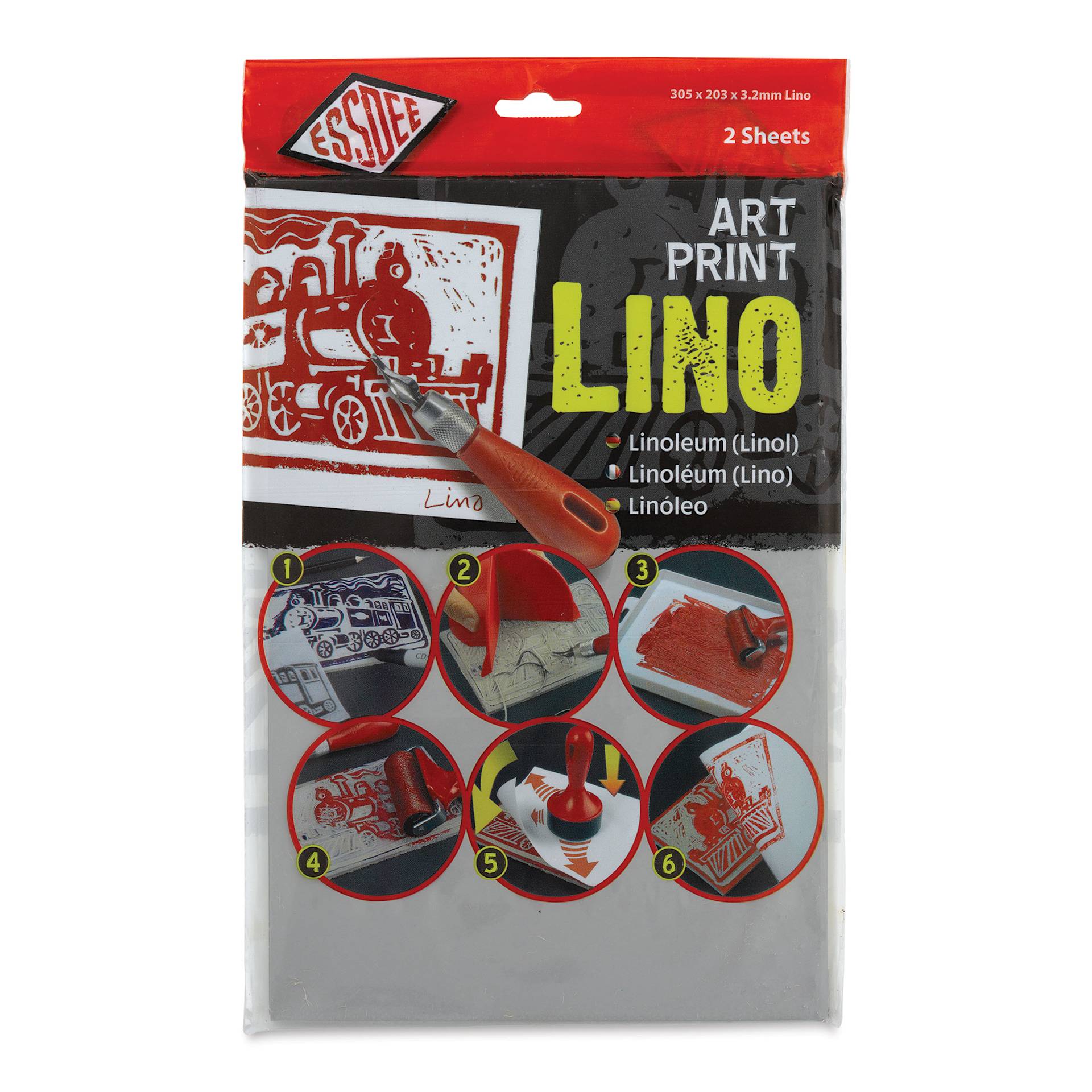 Essdee Lino Blocks - 12" x 8", Unmounted, Pkg of 2, front of packaging