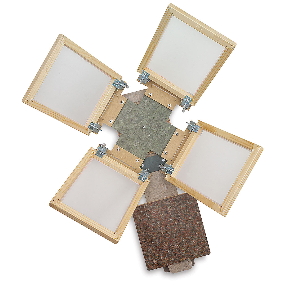 Four Color Garment Printing Machine - Top view of 4 Stations shown lowered