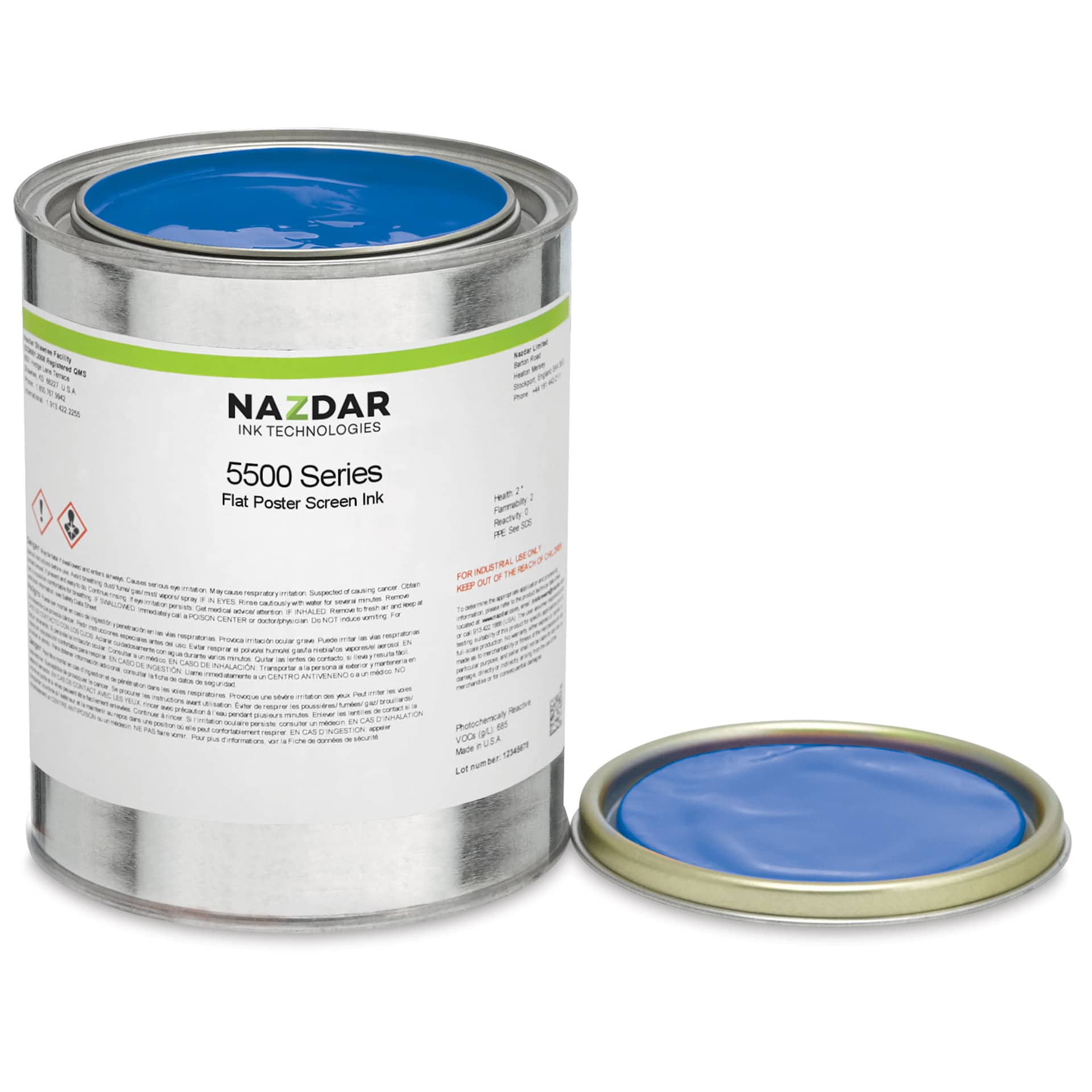 Nazdar 5500 Series Flat Poster Screen Ink - Radiant Ultra Blue, Gallon